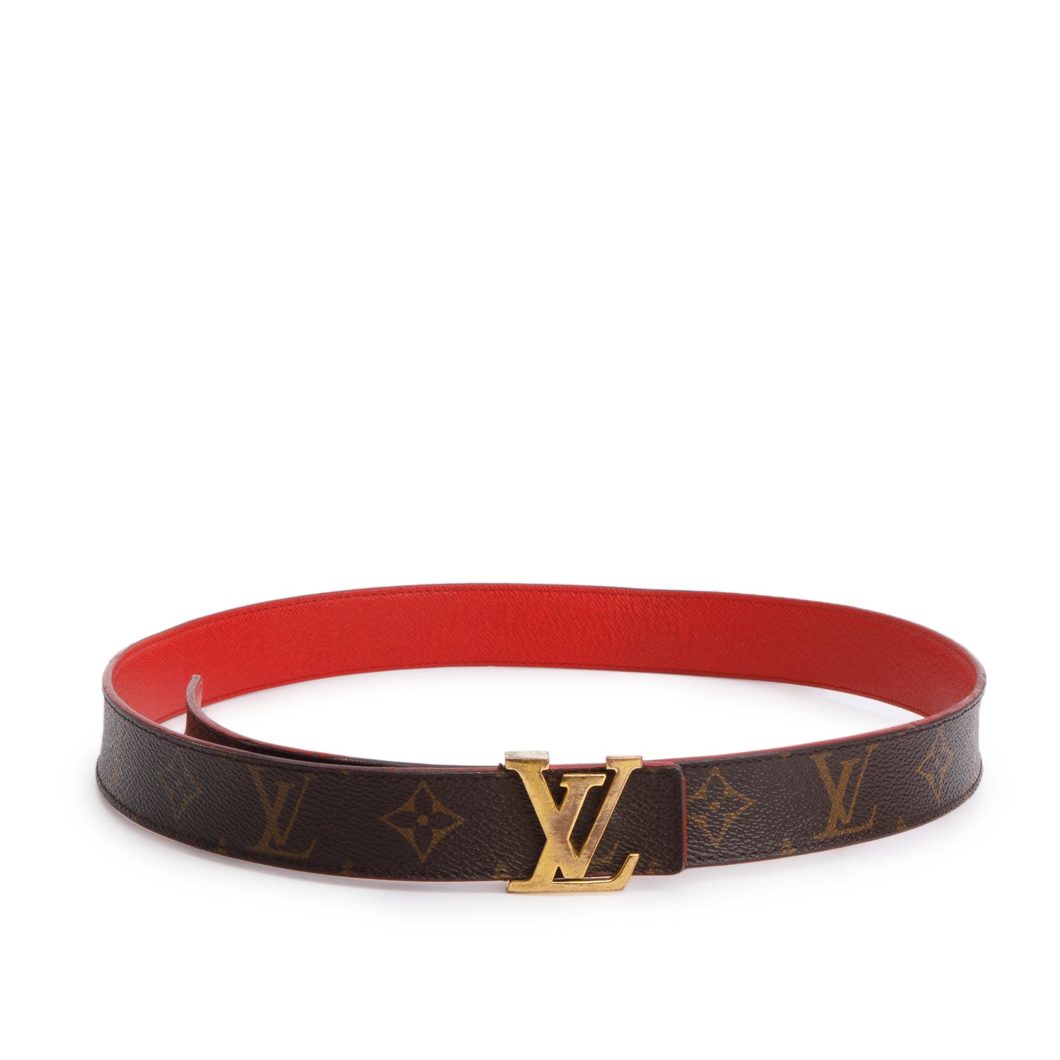 Louis Vuitton Monogram Red LV Initials Reversible Belt 85 34