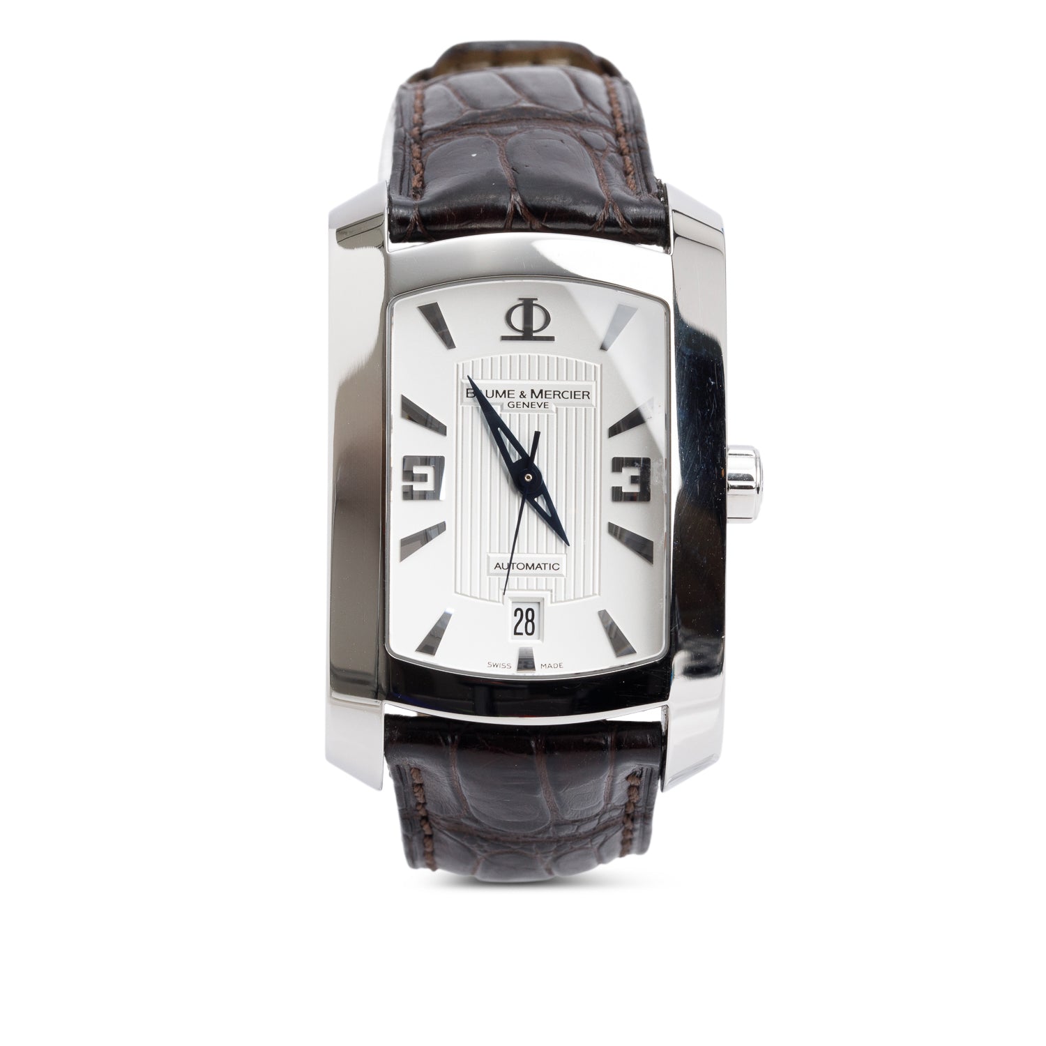 Baume & Mercier Stainless Steel Hampton Milleis XL Automatic Watch Silver Dial