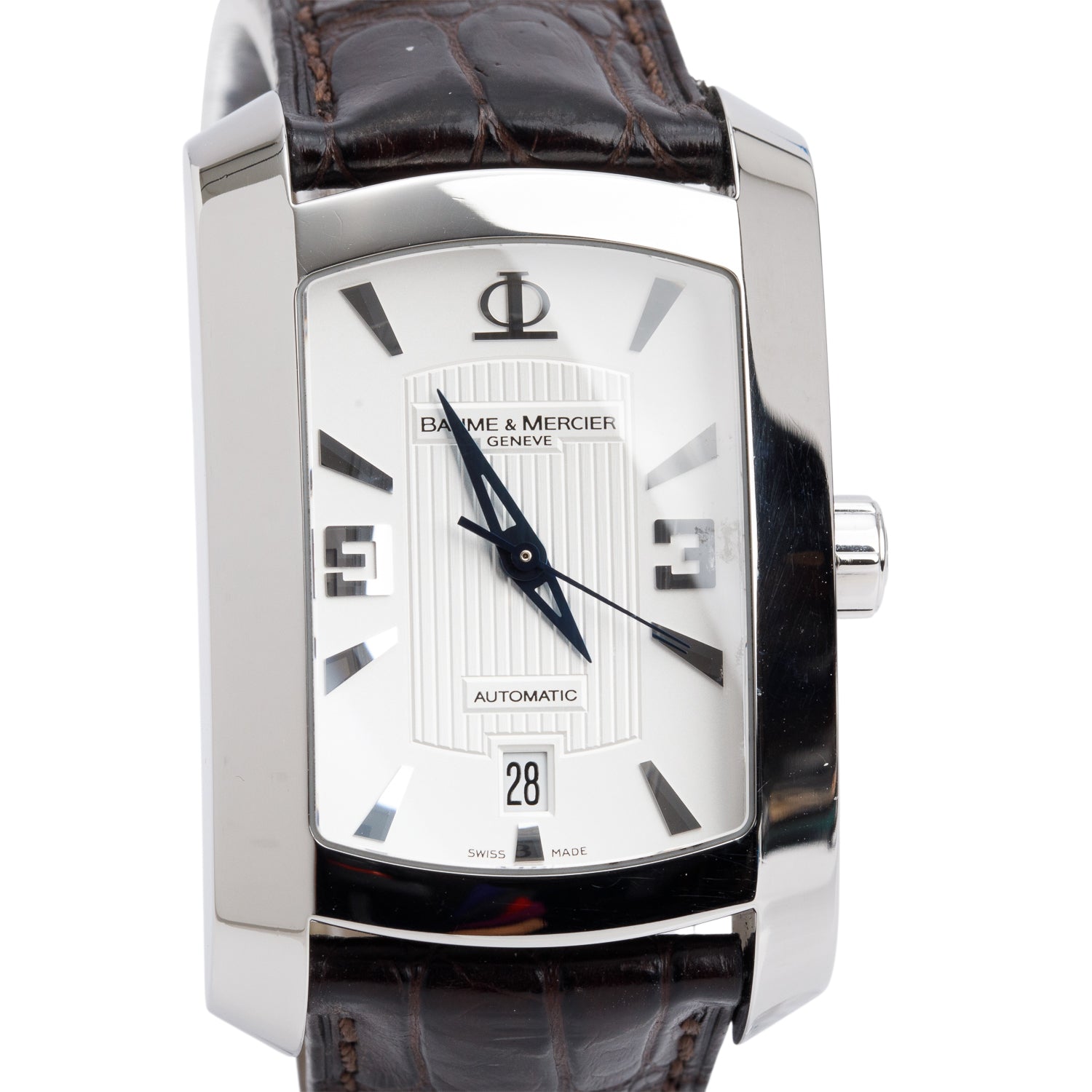 Baume & Mercier Stainless Steel Hampton Milleis XL Automatic Watch Silver Dial