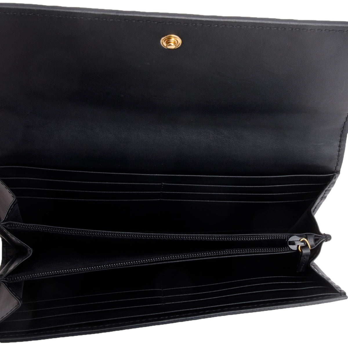 Gucci Black Leather Guccissima Continental Flap Wallet