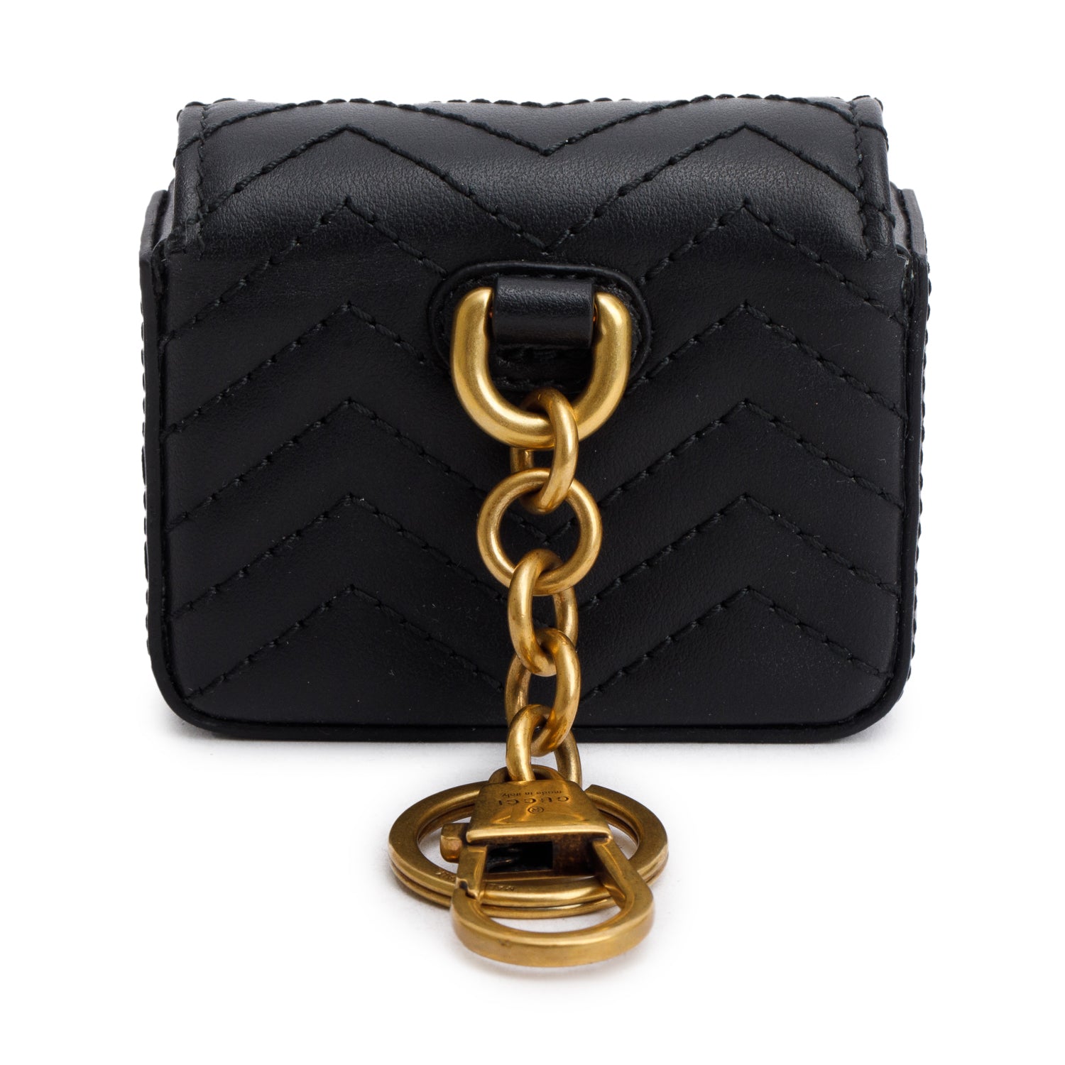 Gucci Black Calfskin Matelasse GG Marmont Airpod Case w/ Box