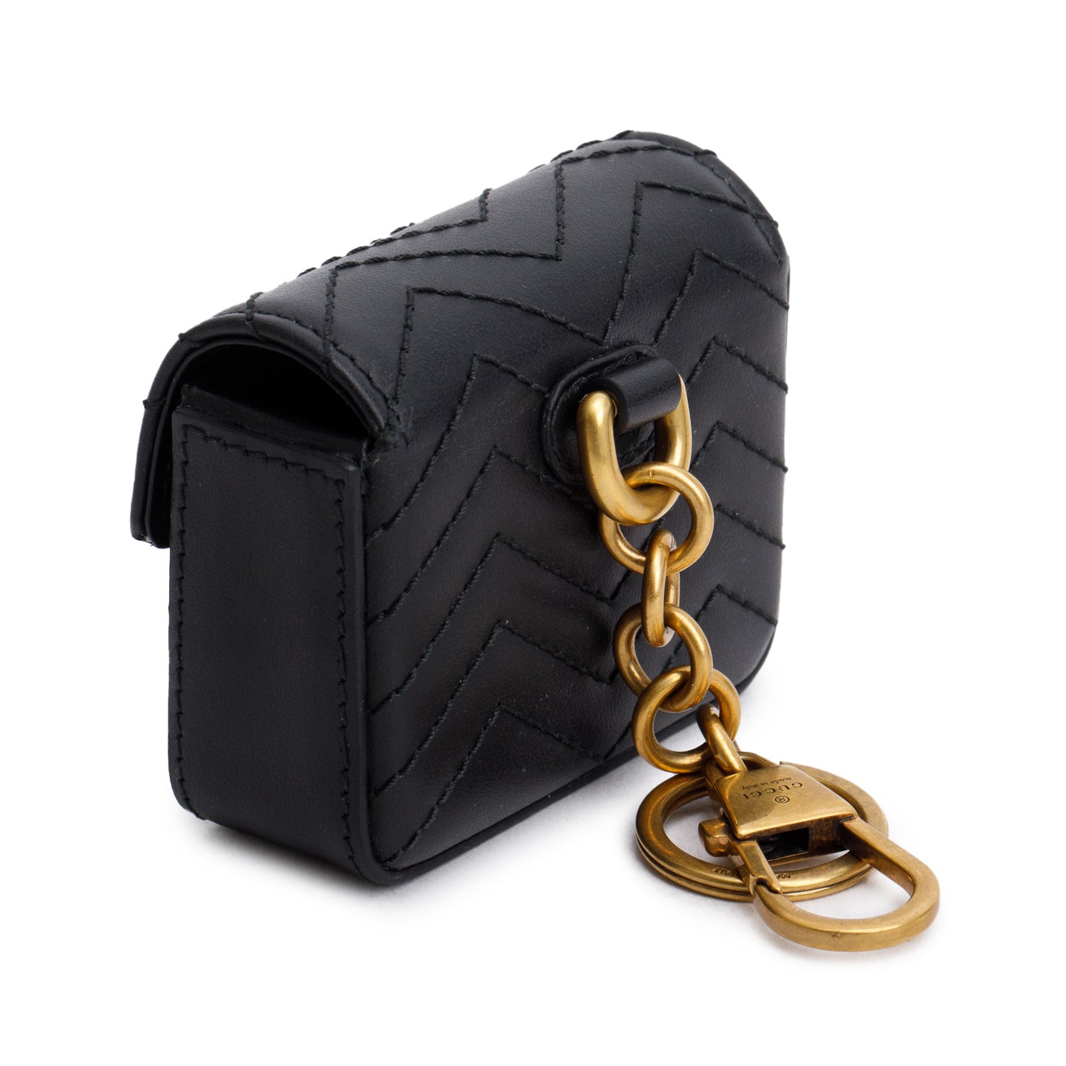 Gucci Black Calfskin Matelasse GG Marmont Airpod Case w/ Box