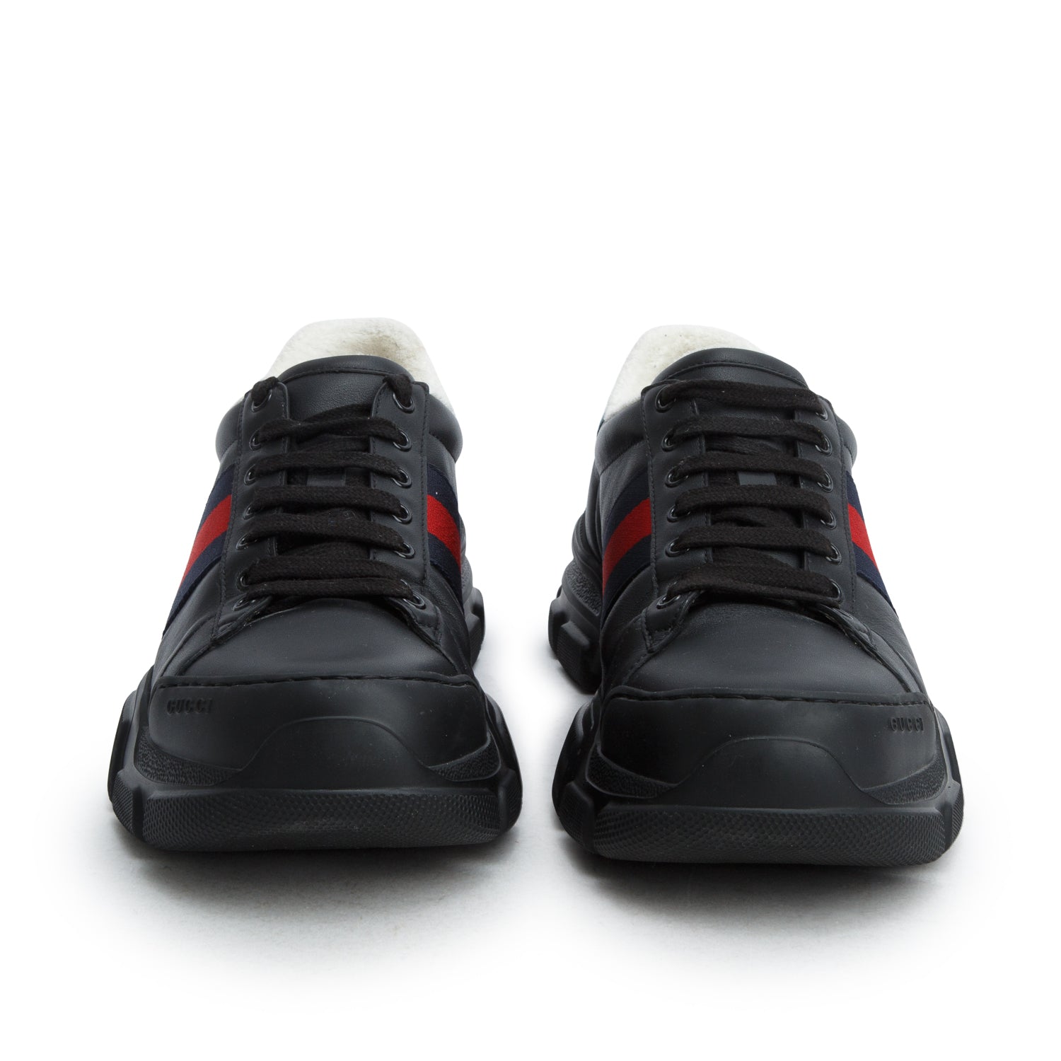 Gucci Black Leather Web Nathane Sneaker's, Men's Size 9.5