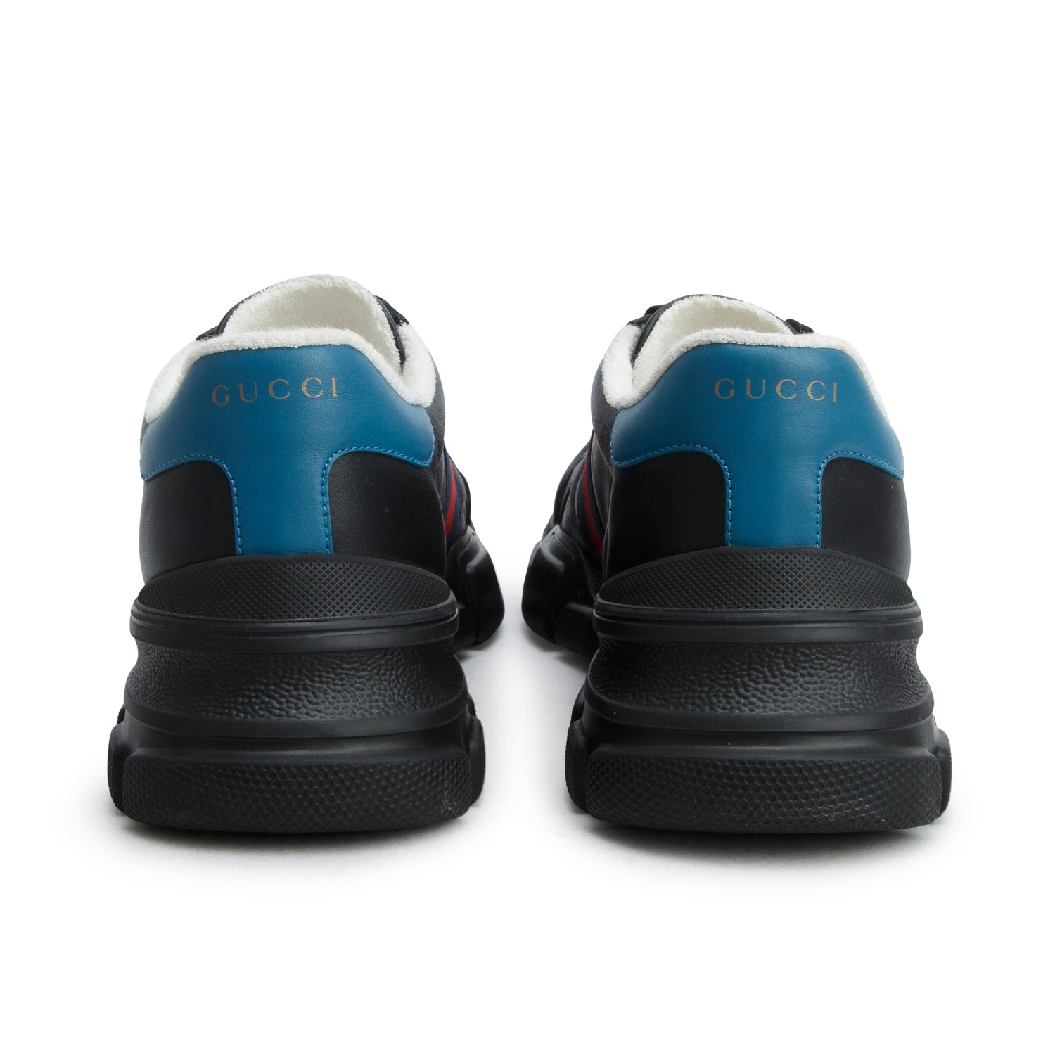 Gucci Black Leather Web Nathane Sneaker's, Men's Size 9.5