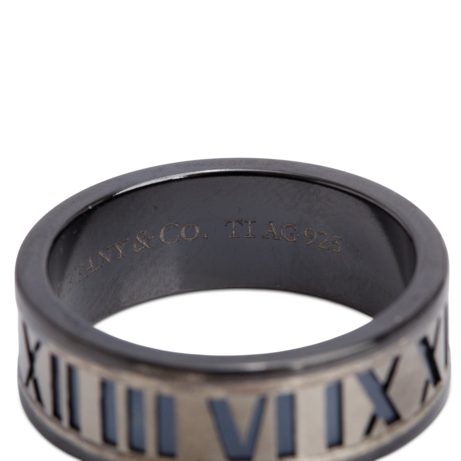 Tiffany & Co. Titanium & Sterling Silver Wide Atlas Band Ring, Size 11