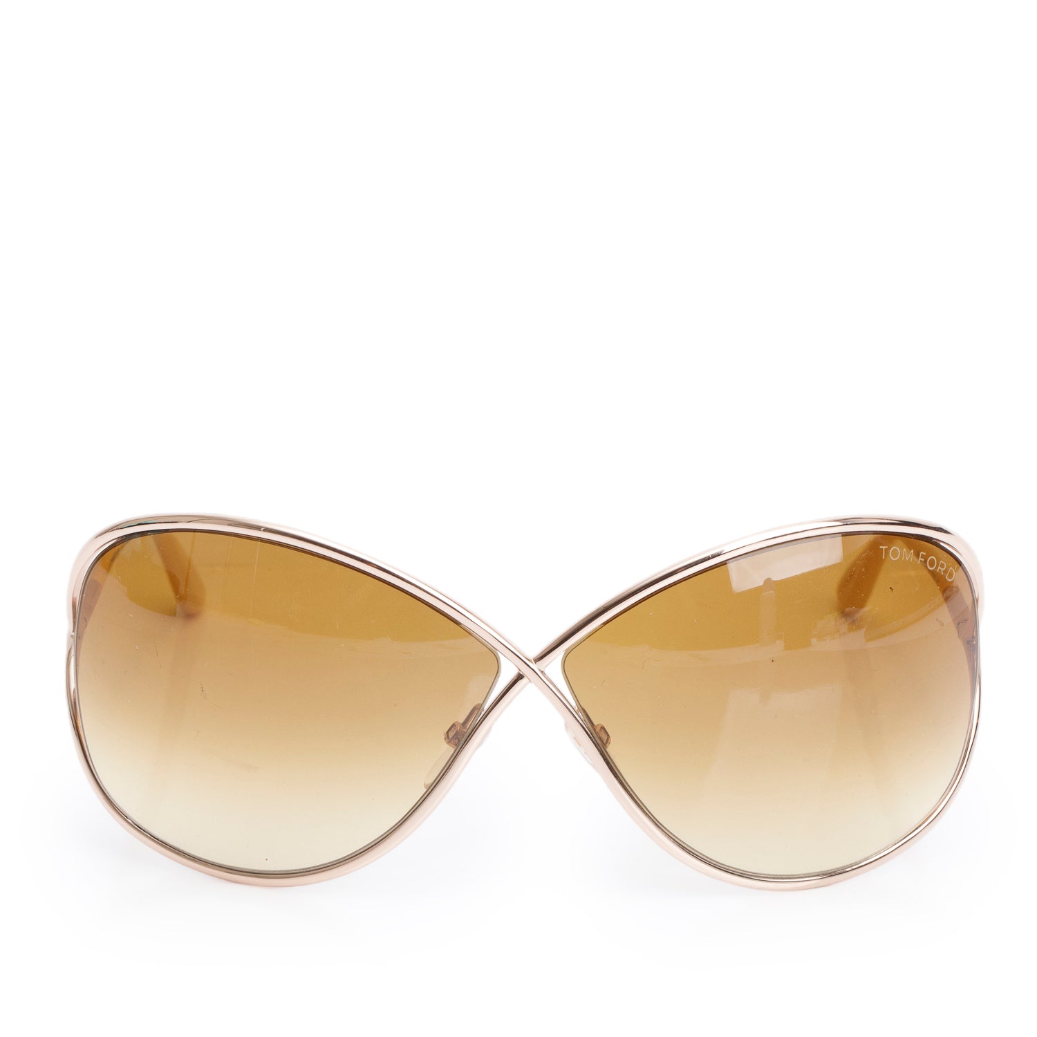 Tom Ford TF130 Shiny Gold Metal Miranda Oversized Sunglasses w/ Case