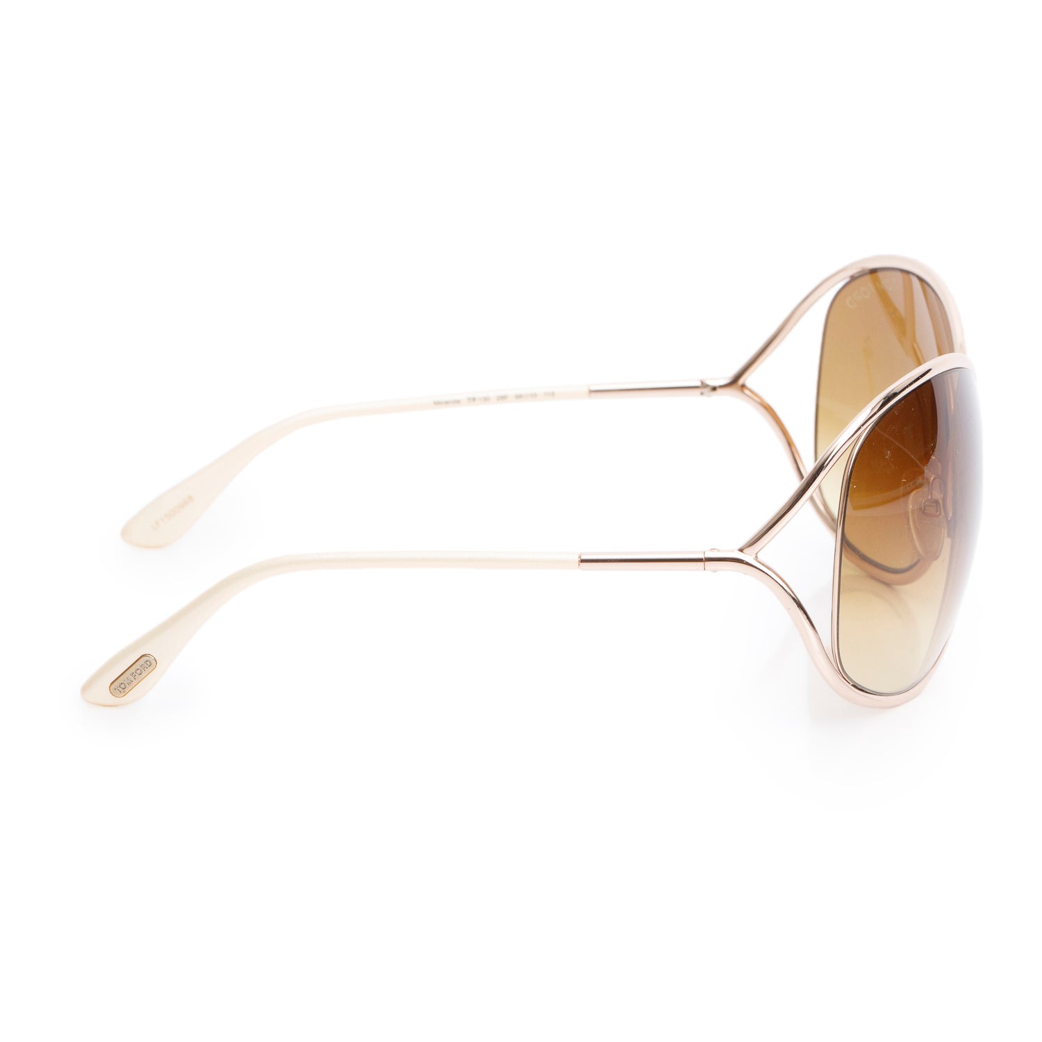 Tom Ford TF130 Shiny Gold Metal Miranda Oversized Sunglasses w/ Case