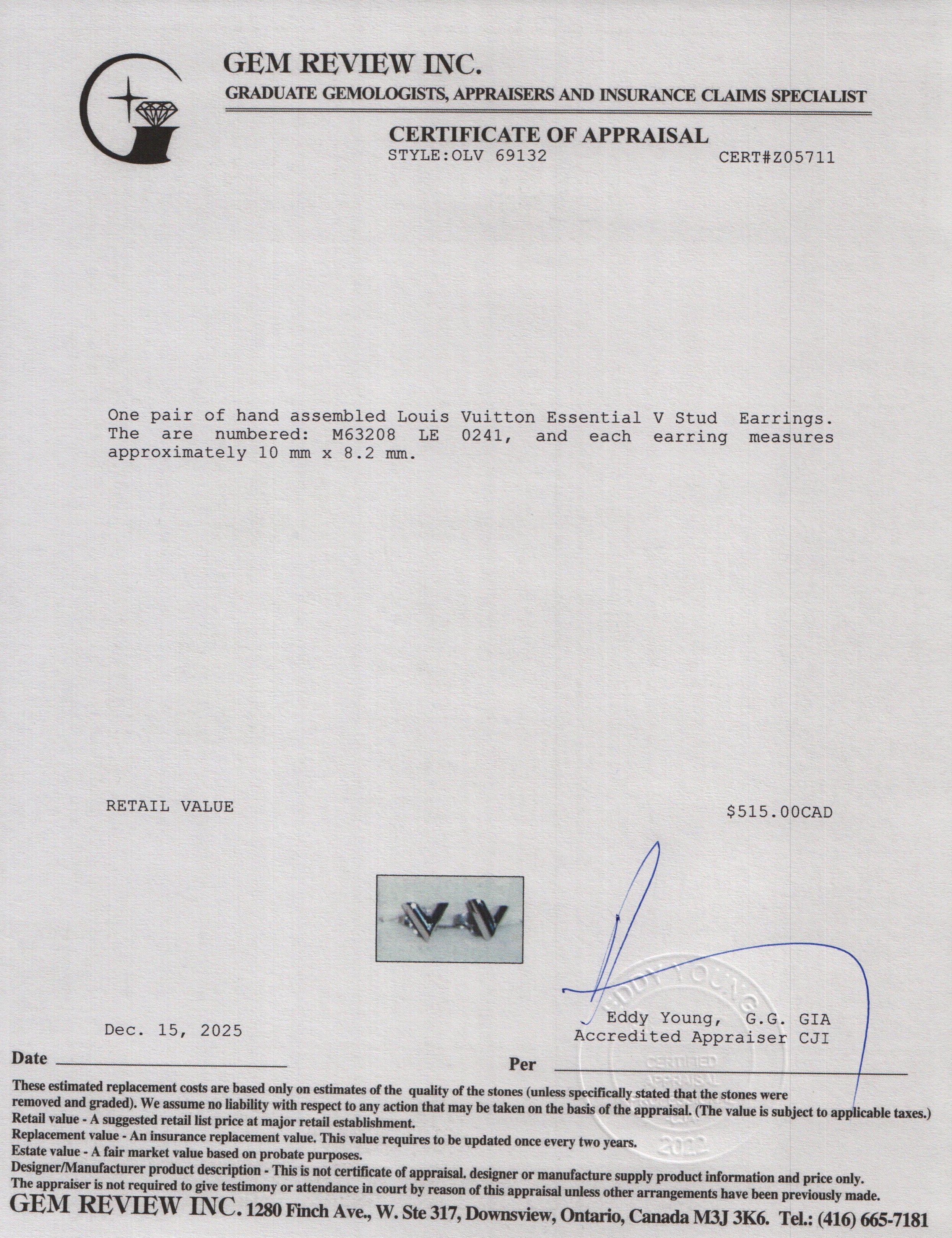 Louis Vuitton Essential V Stud Earrings