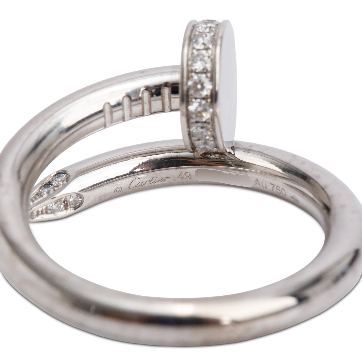 Cartier 18k White Gold Diamond Juste Un Clou Ring, Classic Model, Size 49 4.75