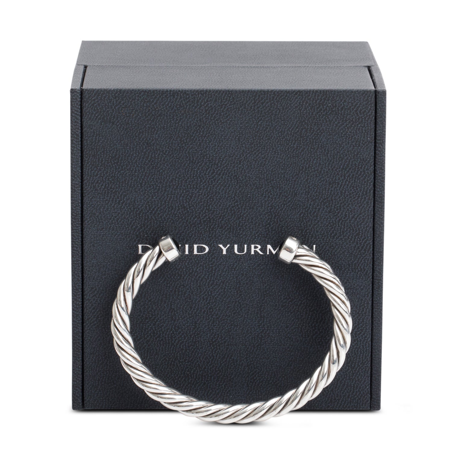 David Yurman Sterling Silver Black Onyx 6 MM Cable Cuff Bracelet w/ Box