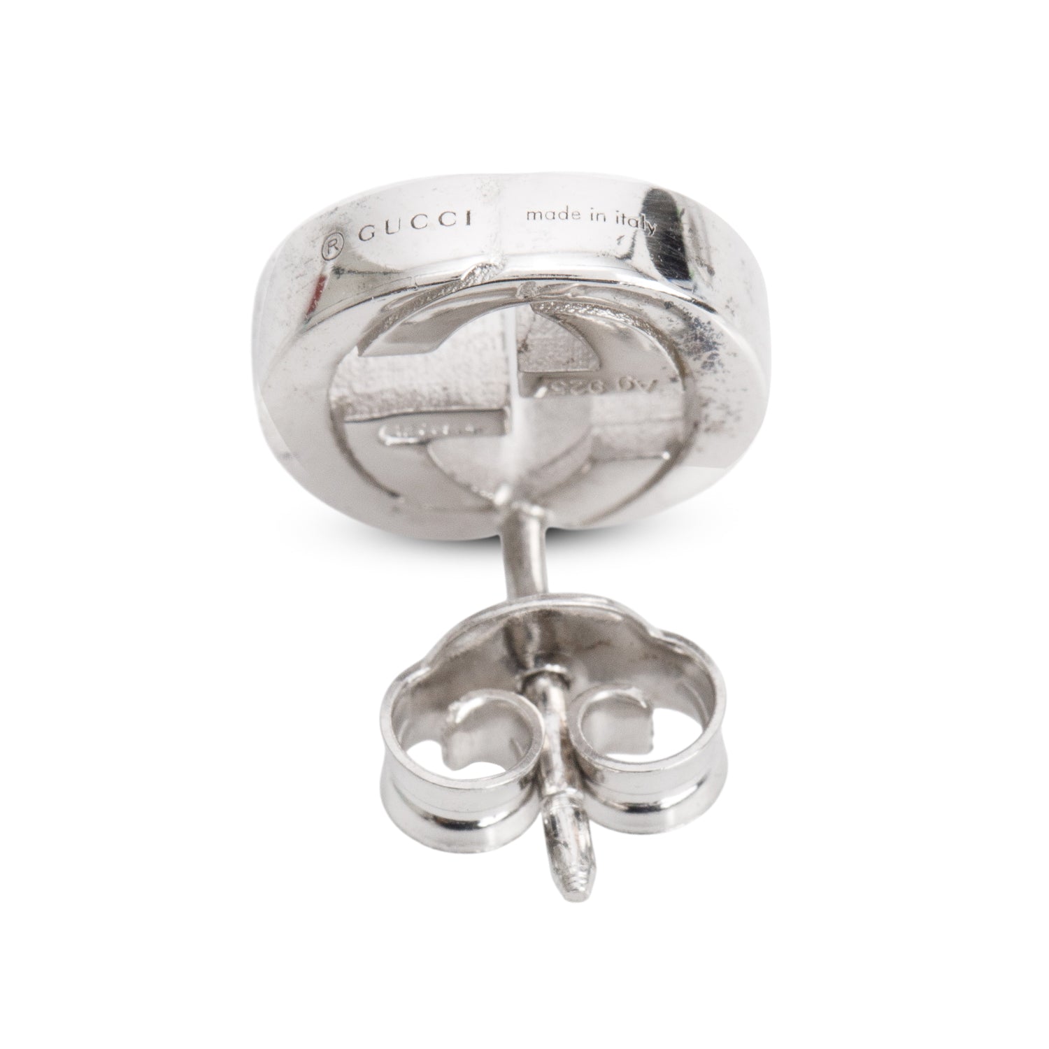 Gucci Sterling Silver Interlocking G Stud Earrings w/ Box