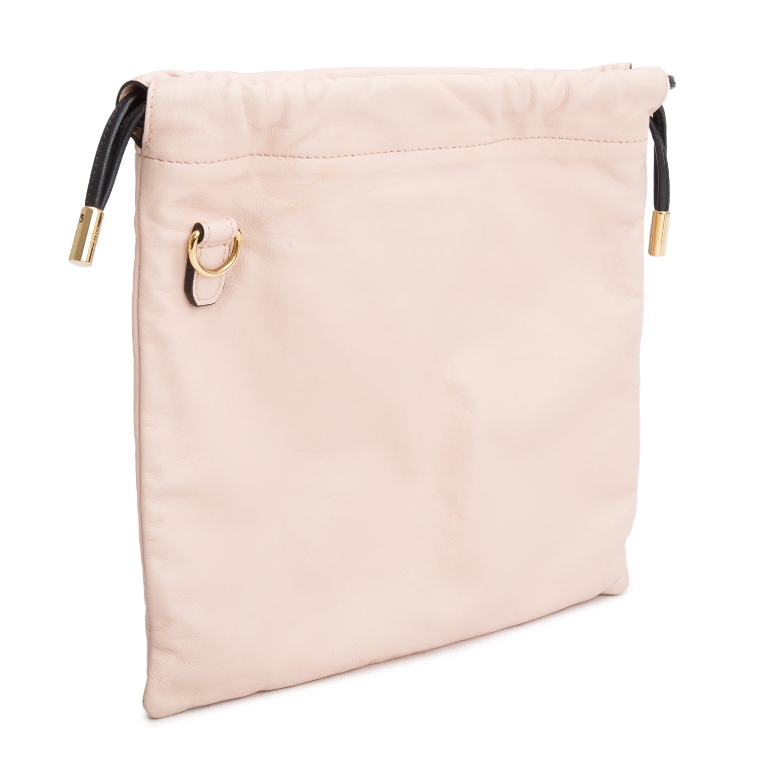 Fendi Pink Nappa Logo Small Drawstring Pouch Bag