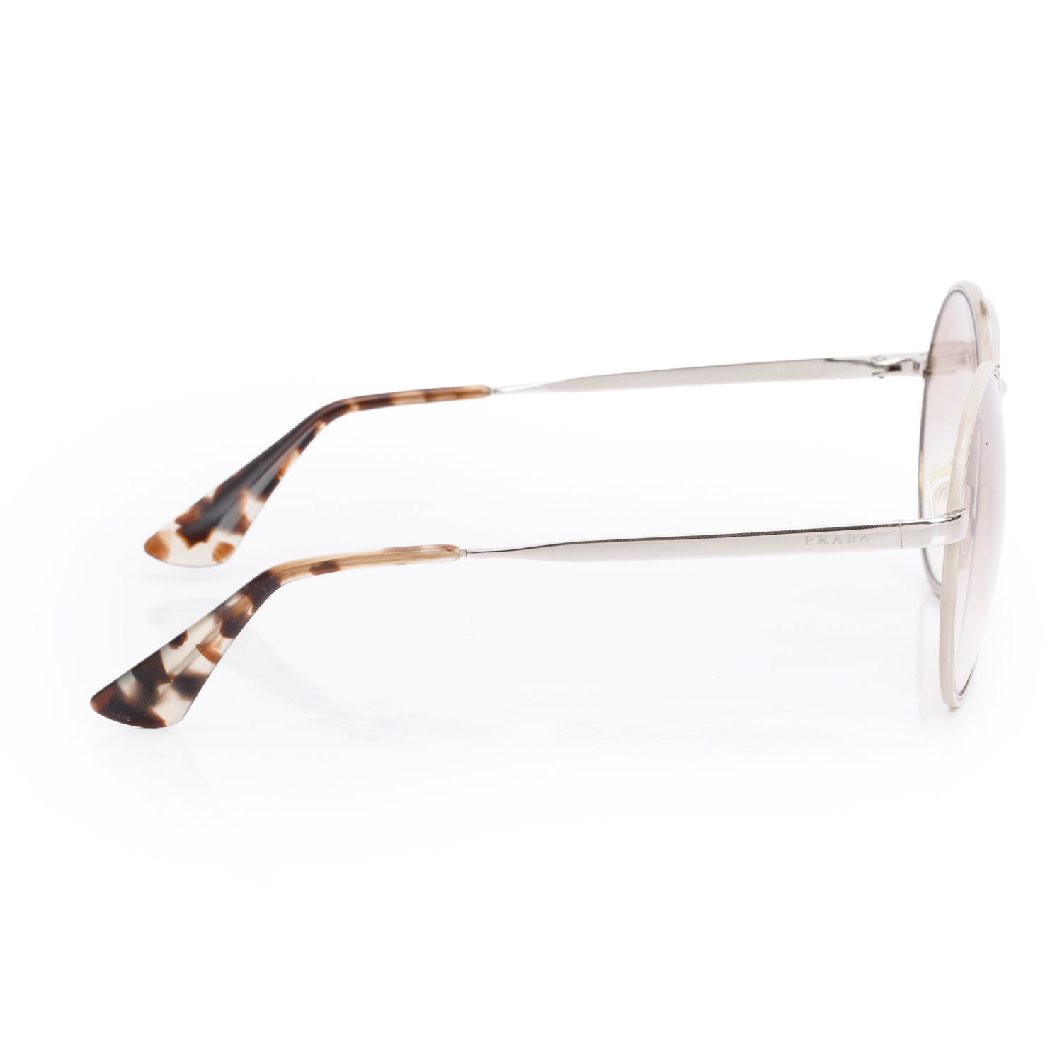 Prada SPR 51S Tortoise Shell Metal Round Sunglasses