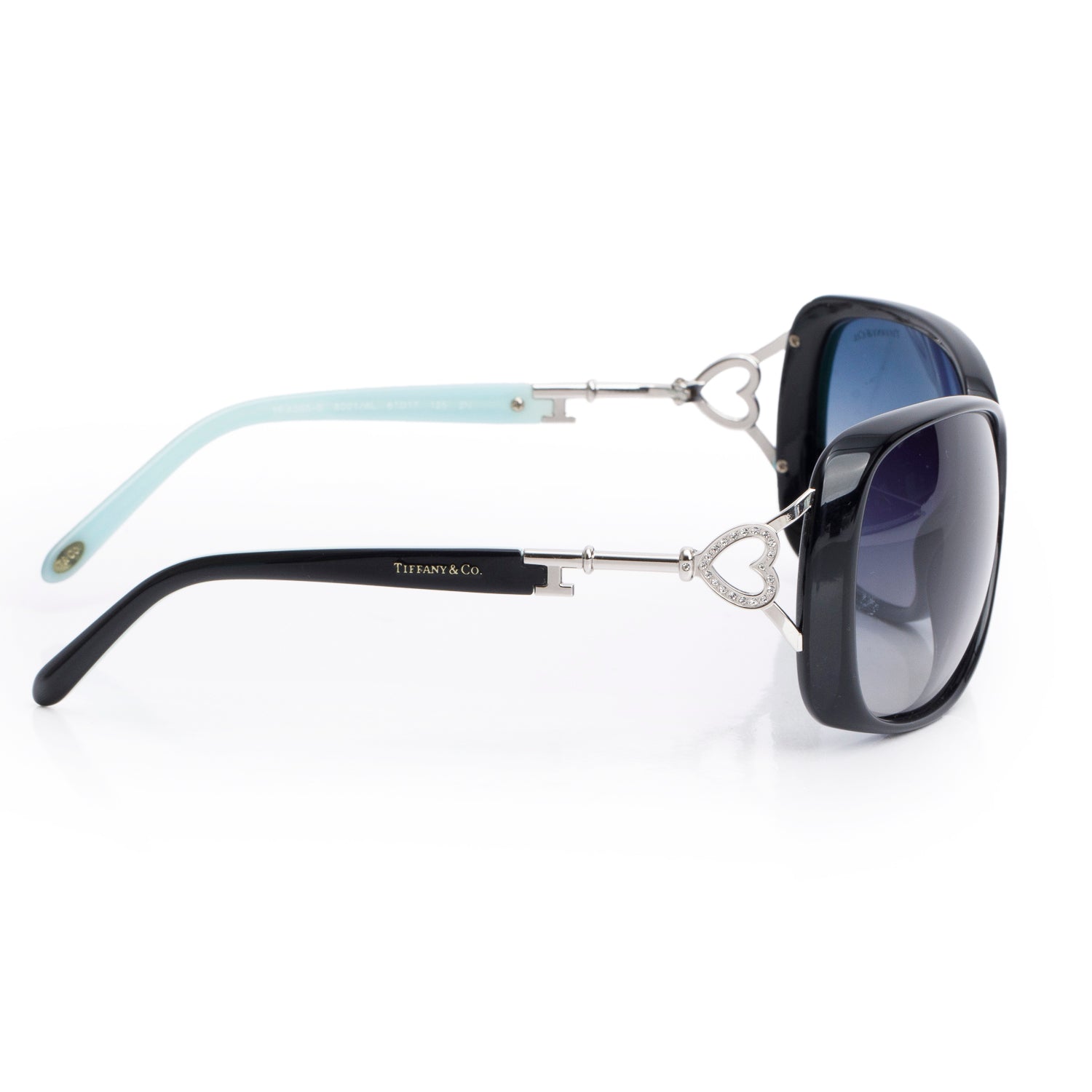 Tiffany & Co. TF4055 Black Key Heart Rectangle Gradient Sunglasses w/ Case