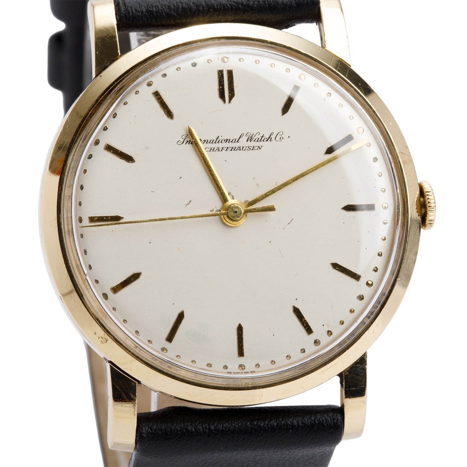 IWC Vintage 18k Yellow Gold Calatrava 33.5 MM Manual Watch White Dial