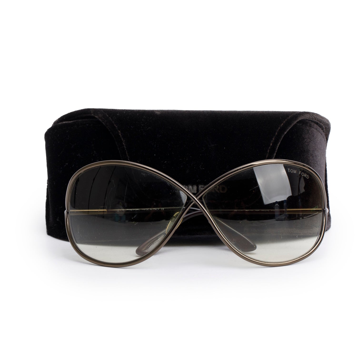 Tom Ford TF130 Black Metal Miranda Oversized Sunglasses w/ Case