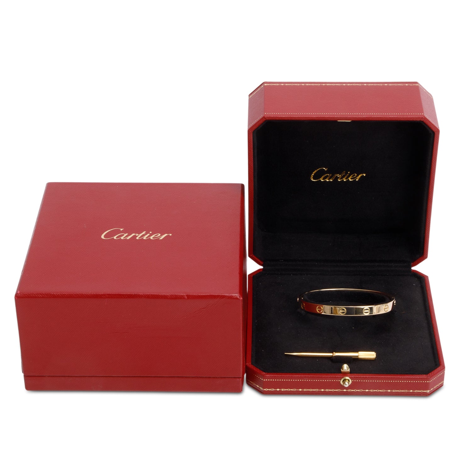 Cartier 18k Yellow Gold Love Bracelet, Classic Model, Size 17 w/ Box & Receipt