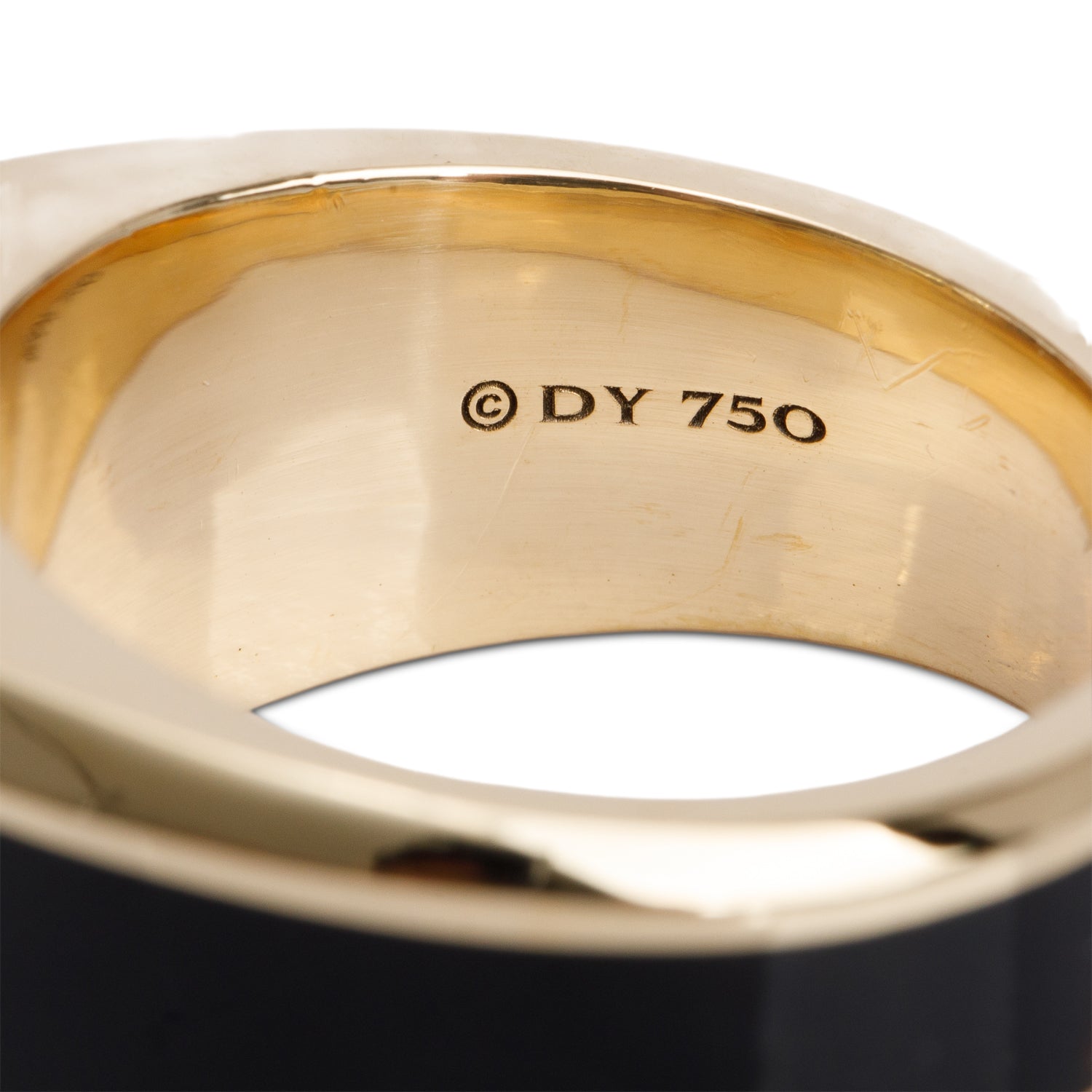David Yurman 18k Yellow Gold Black Onyx Roman Signet Ring, Size 13
