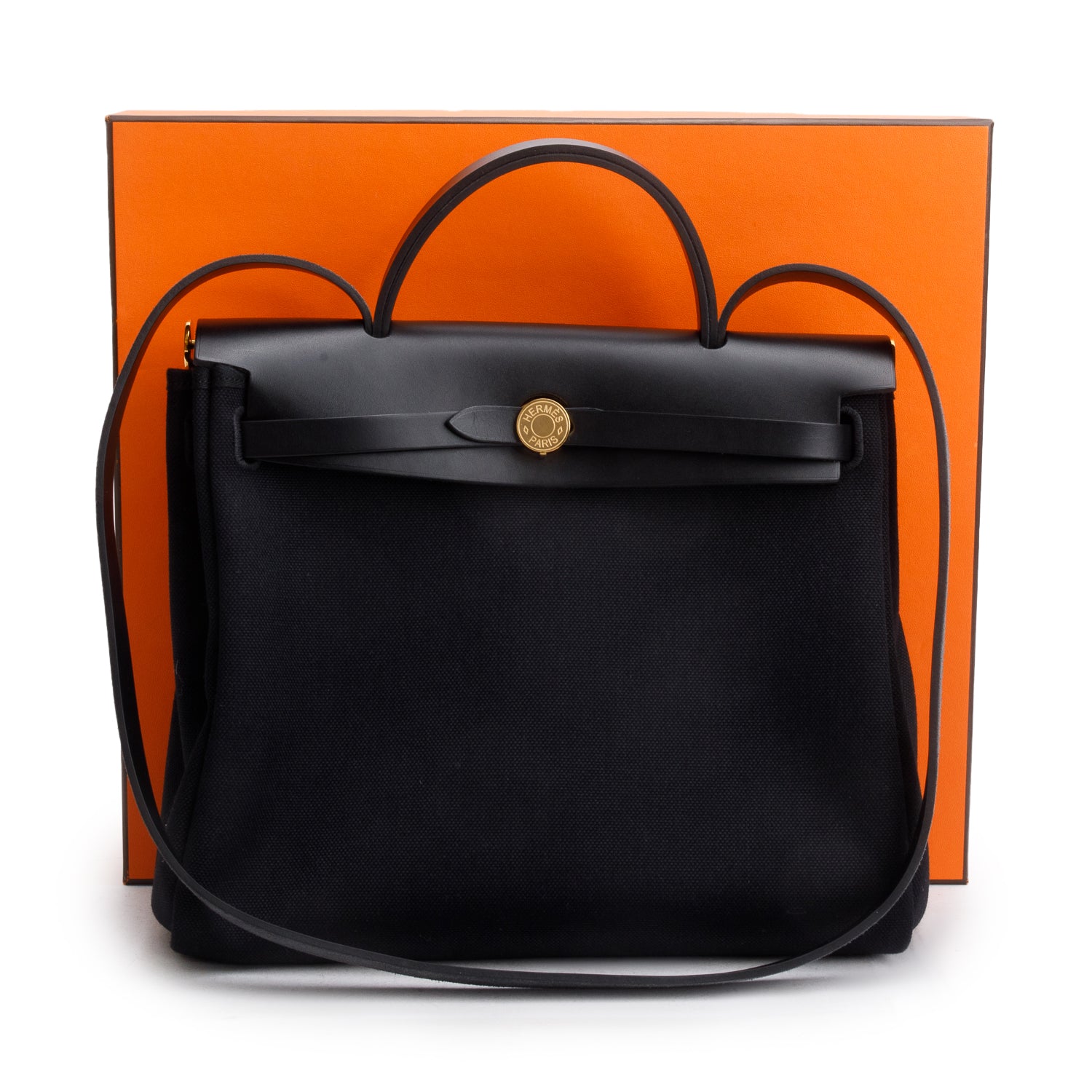 Hermes 2022 Noir Toile Militaire Vache Hunter Herbag Zip 31 w/ Pouch & Box