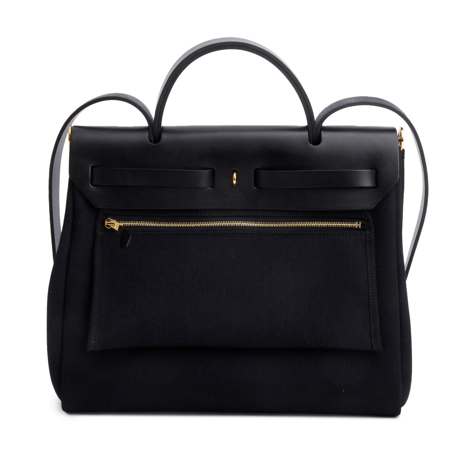 Hermes 2022 Noir Toile Militaire Vache Hunter Herbag Zip 31 w/ Pouch & Box