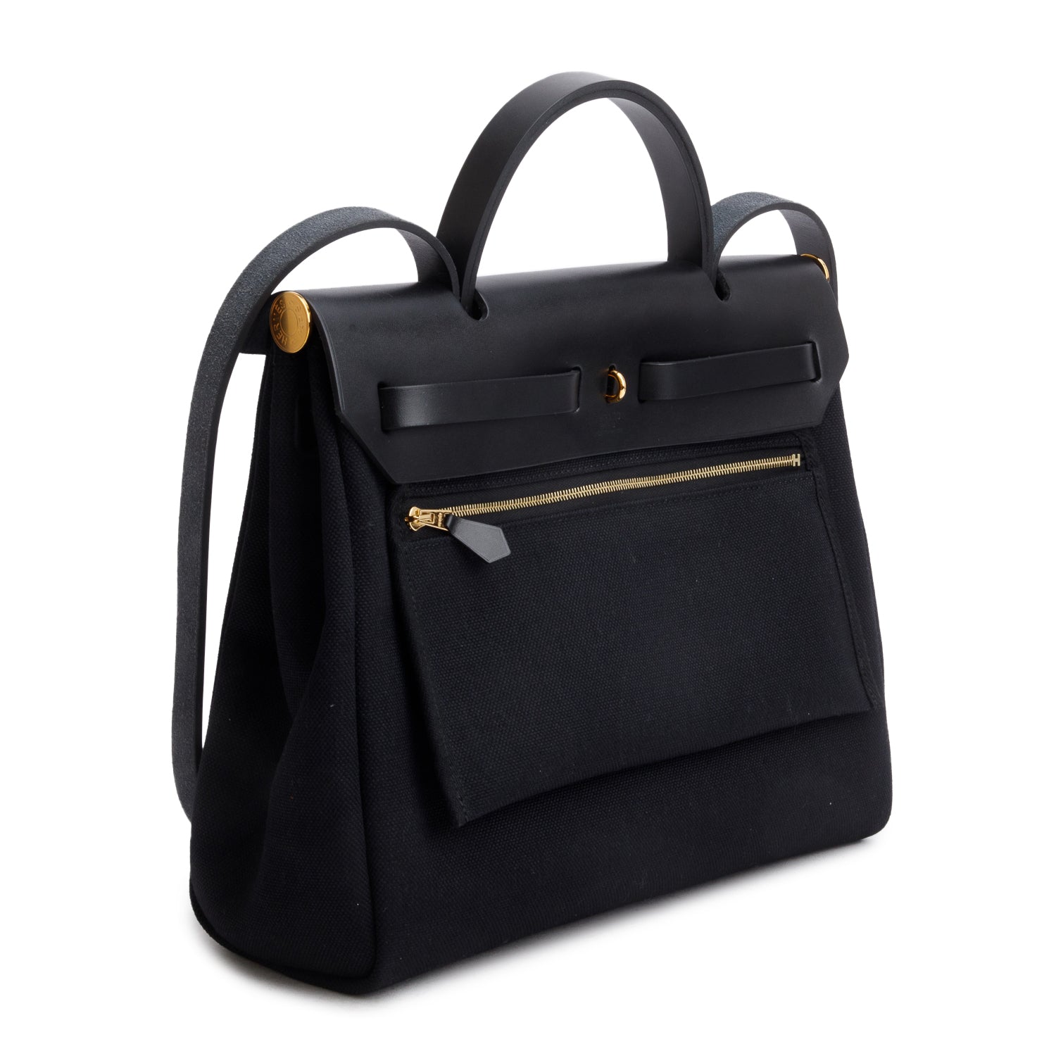 Hermes 2022 Noir Toile Militaire Vache Hunter Herbag Zip 31 w/ Pouch & Box