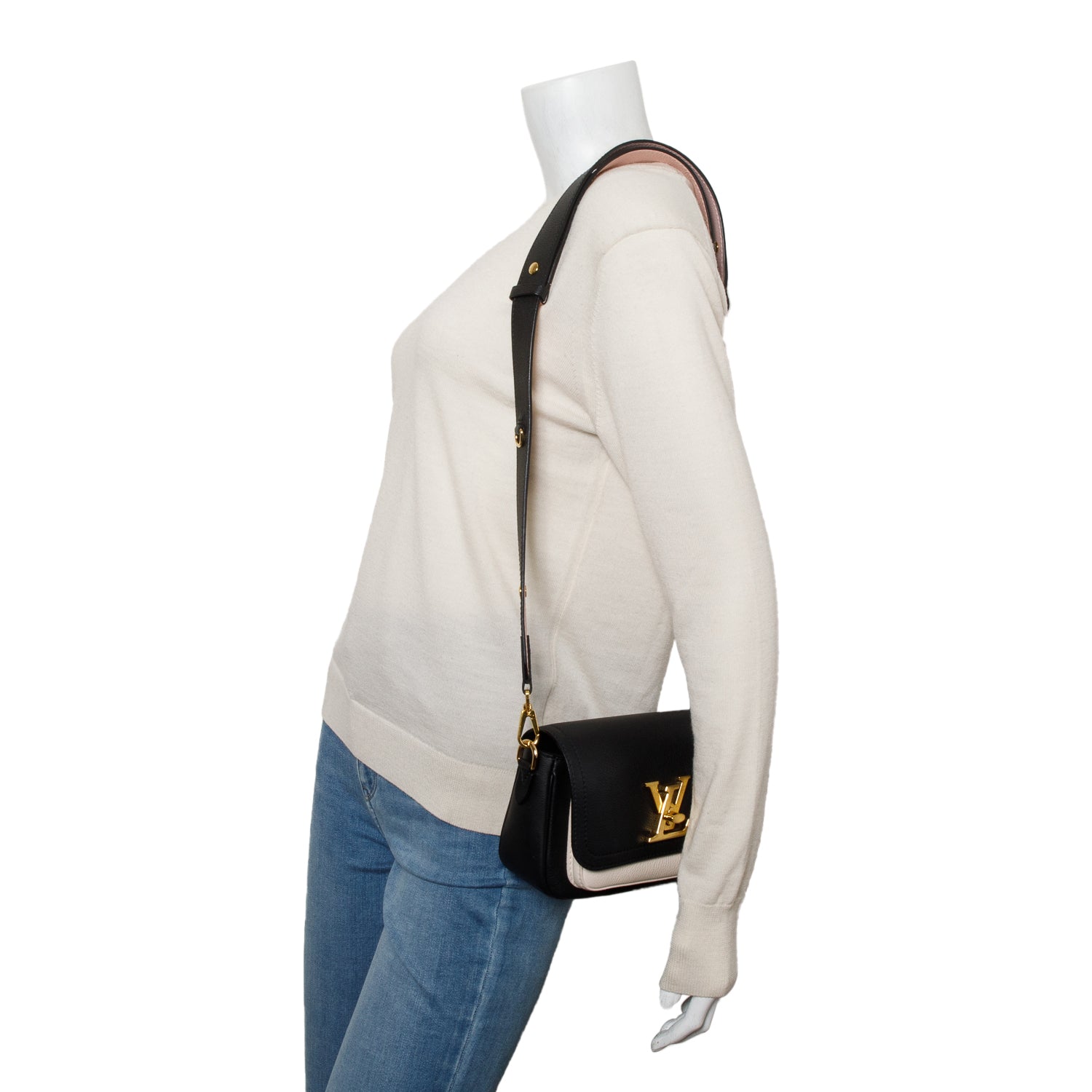 Louis Vuitton 2022 Black Grained Calfskin Lockme Tender w/ Box, Receipt & Straps