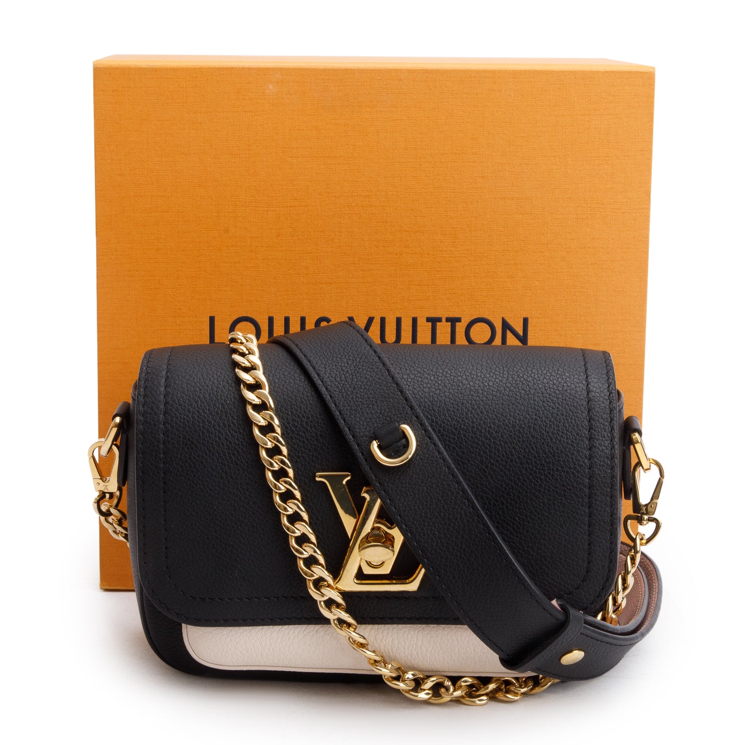 Louis Vuitton 2022 Black Grained Calfskin Lockme Tender w/ Box, Receipt & Straps