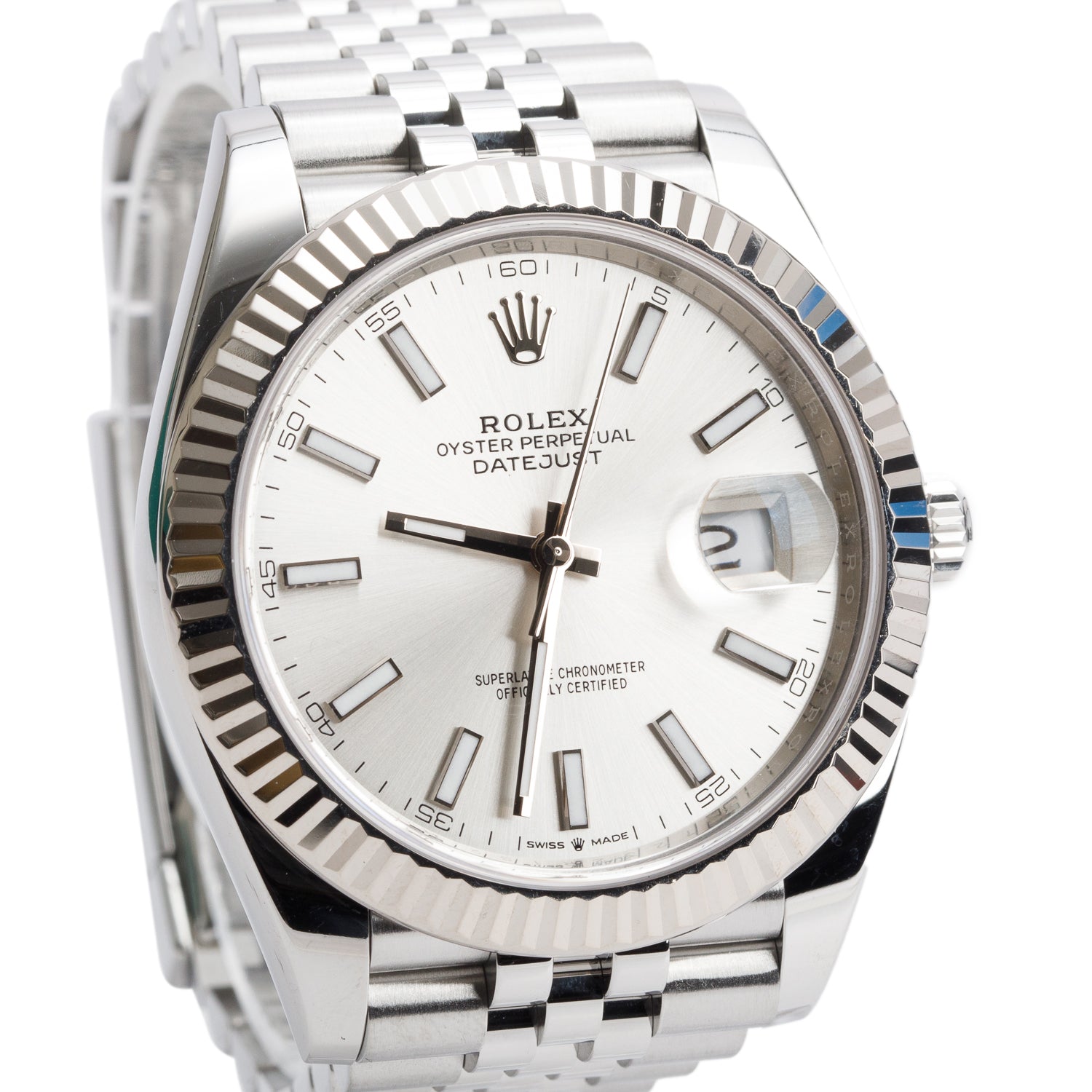 Rolex 2021 Stainless Steel Oyster Perpetual Datejust 41 MM Watch Silver Dial 126334 w/ Box & Papers