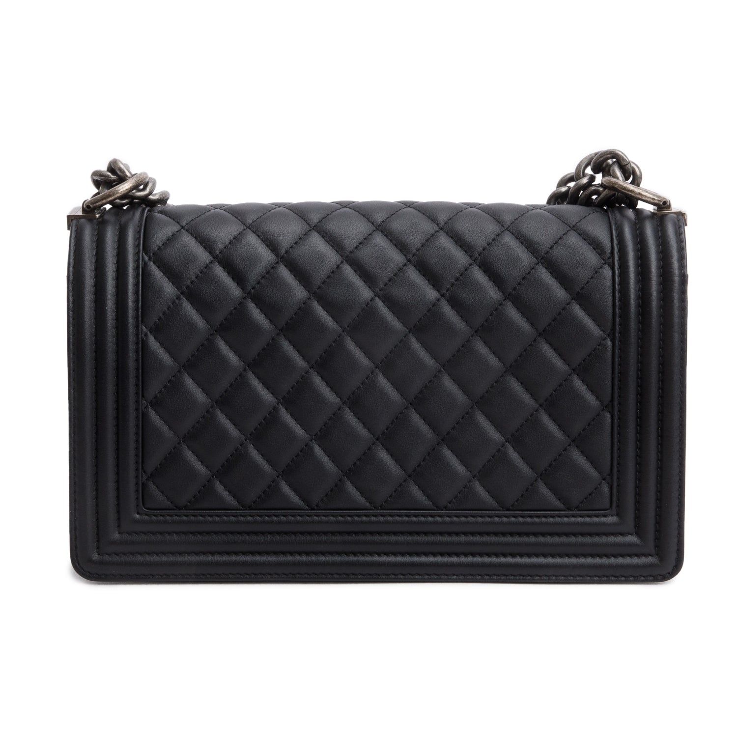 Chanel 2021 Black Quilted Lambskin Leather Medium Boy Bag w/ Box & Receipt