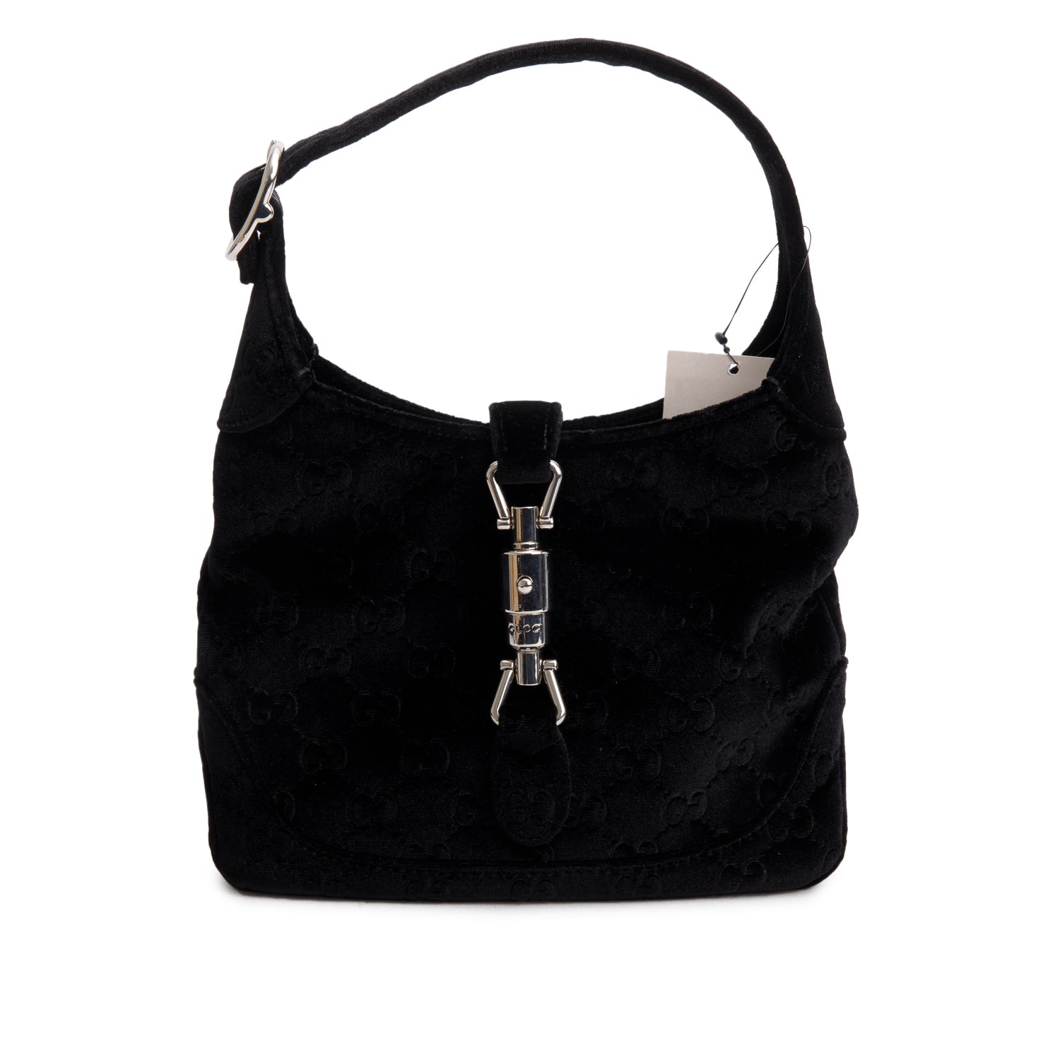 Gucci Black Velvet GG Monogram Small Jackie 1961 w/ Strap