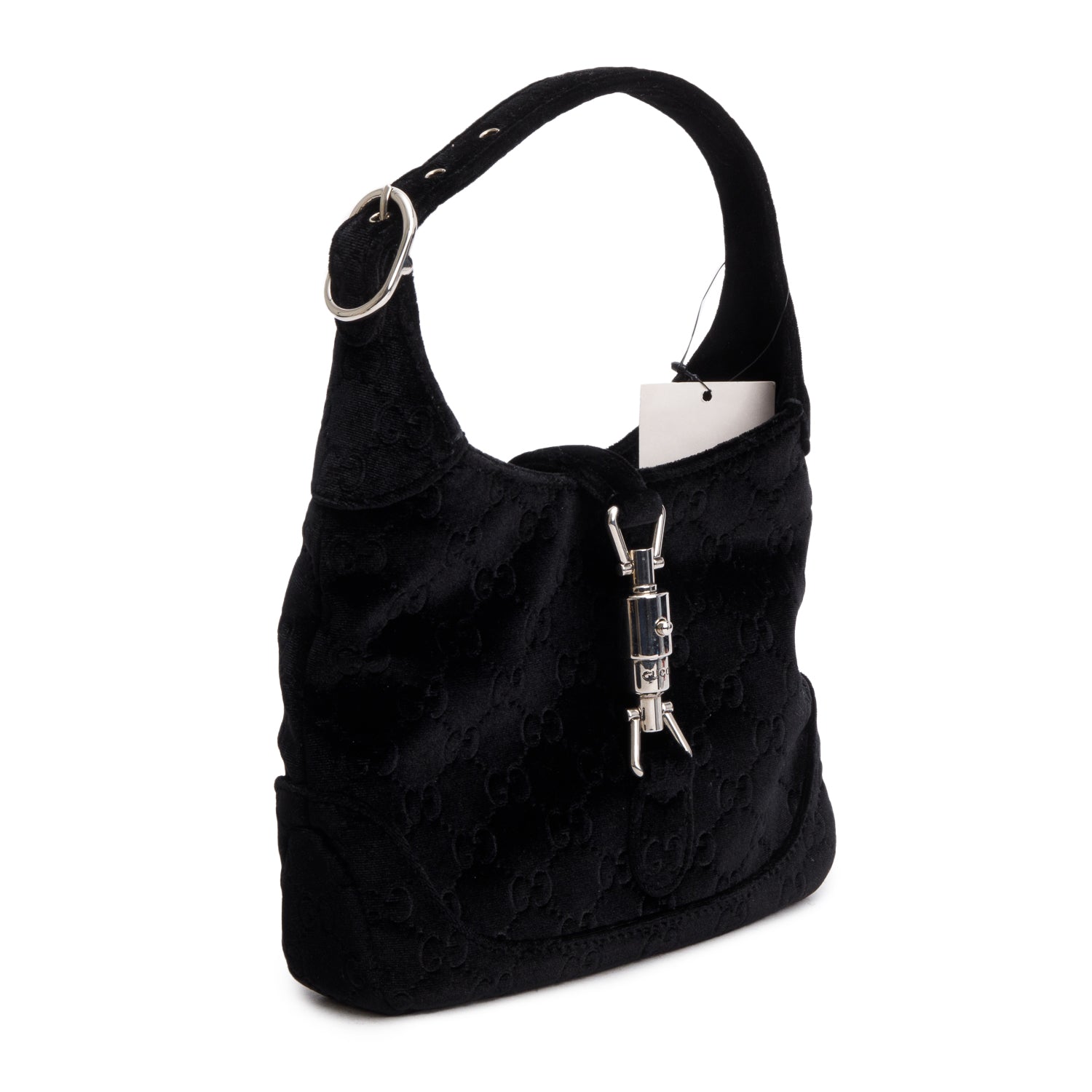 Gucci Black Velvet GG Monogram Small Jackie 1961 w/ Strap