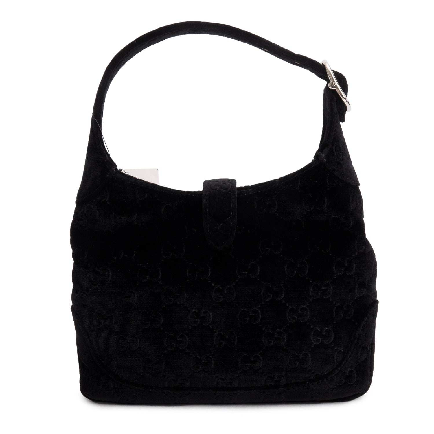 Gucci Black Velvet GG Monogram Small Jackie 1961 w/ Strap