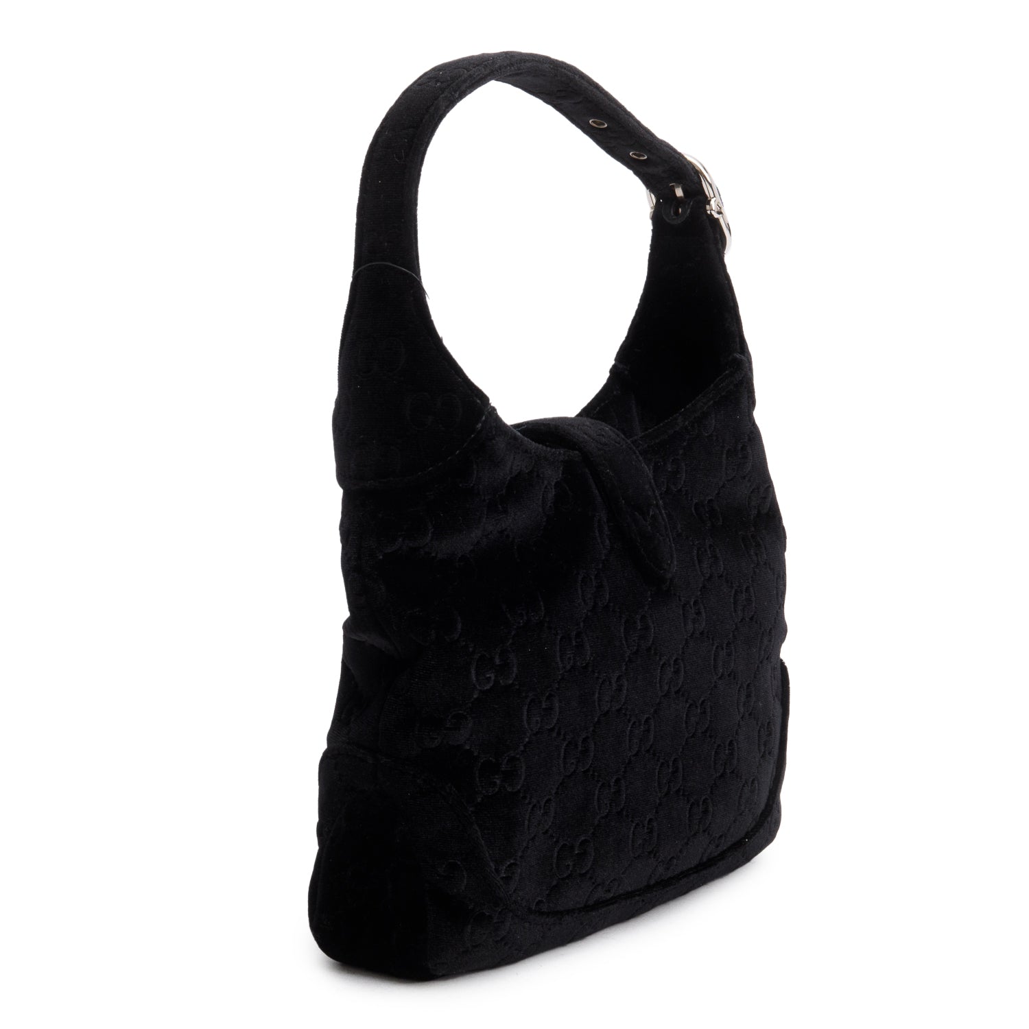 Gucci Black Velvet GG Monogram Small Jackie 1961 w/ Strap