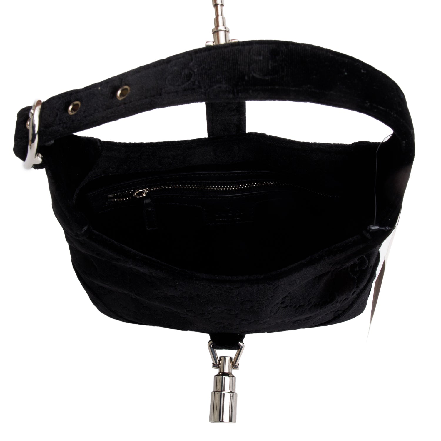 Gucci Black Velvet GG Monogram Small Jackie 1961 w/ Strap