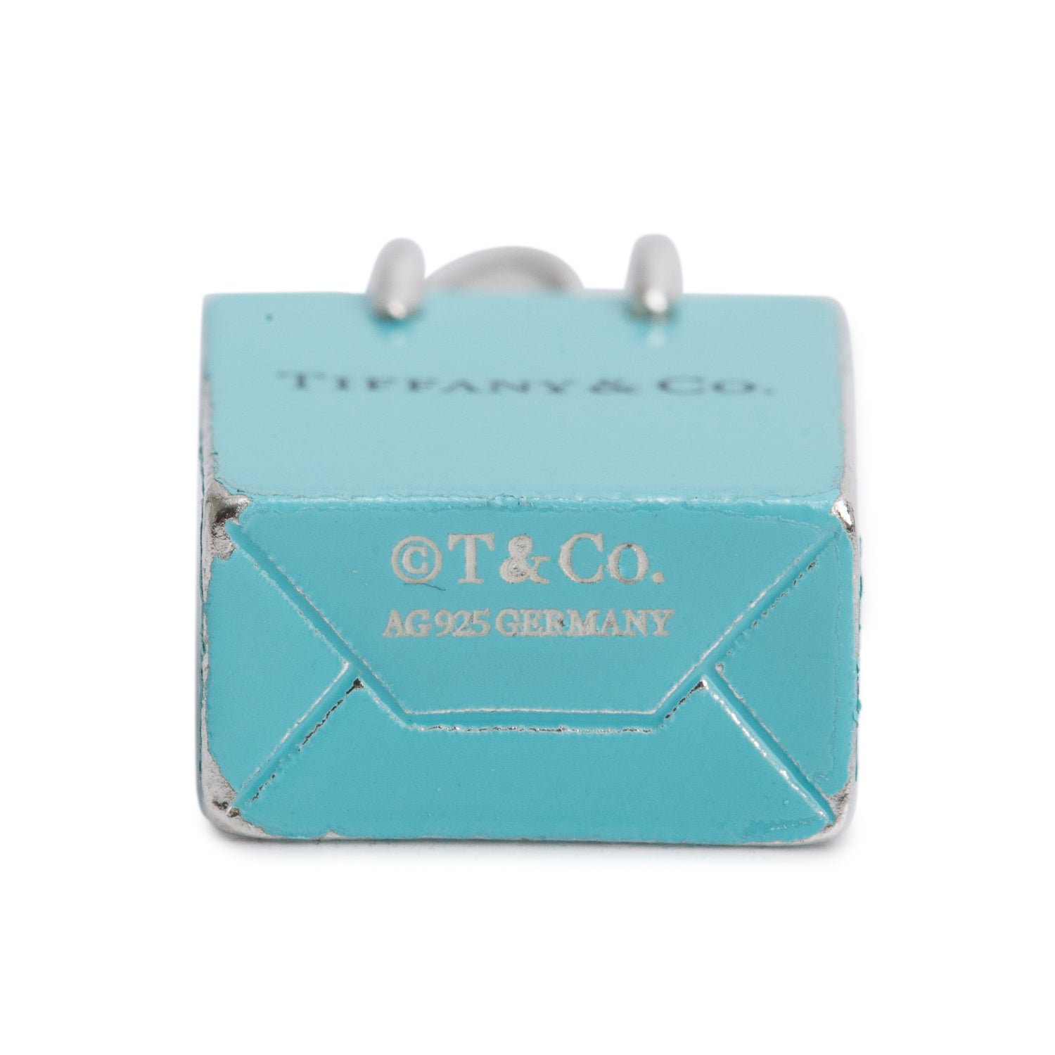 Tiffany & Co. Sterling Silver Blue Enamel Shopping Bag Charm