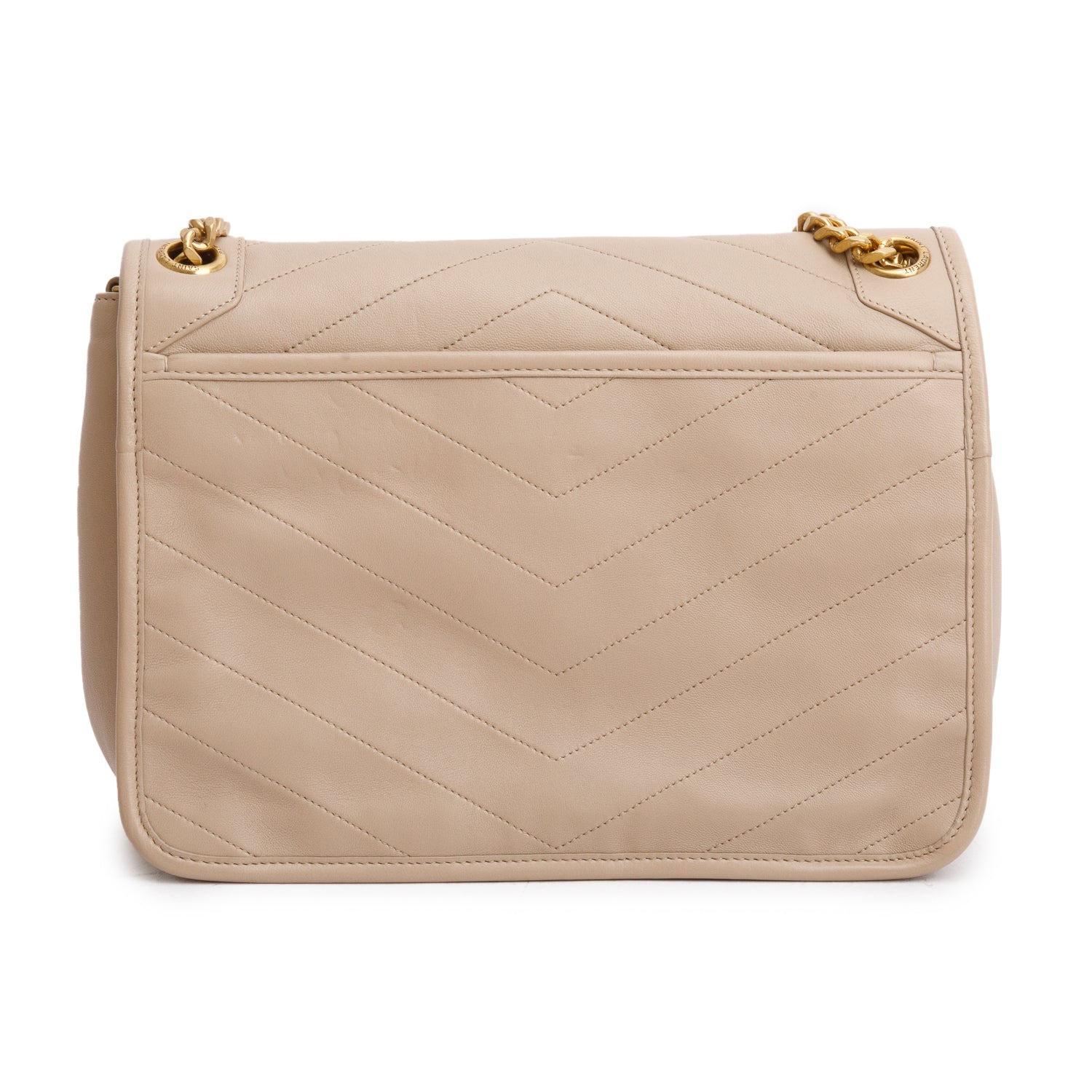 Saint Laurent 2020 Beige Lambskin Matelasse Monogram Medium Niki Chain Satchel w/ Box