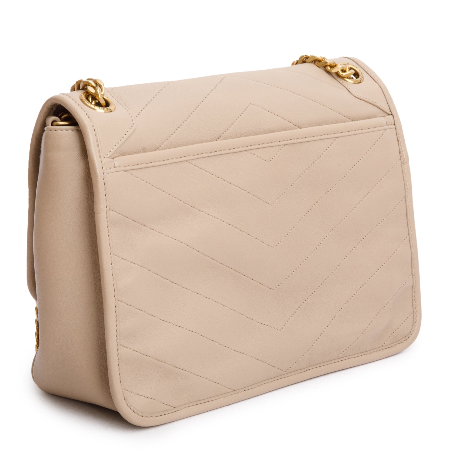 Saint Laurent 2020 Beige Lambskin Matelasse Monogram Medium Niki Chain Satchel w/ Box