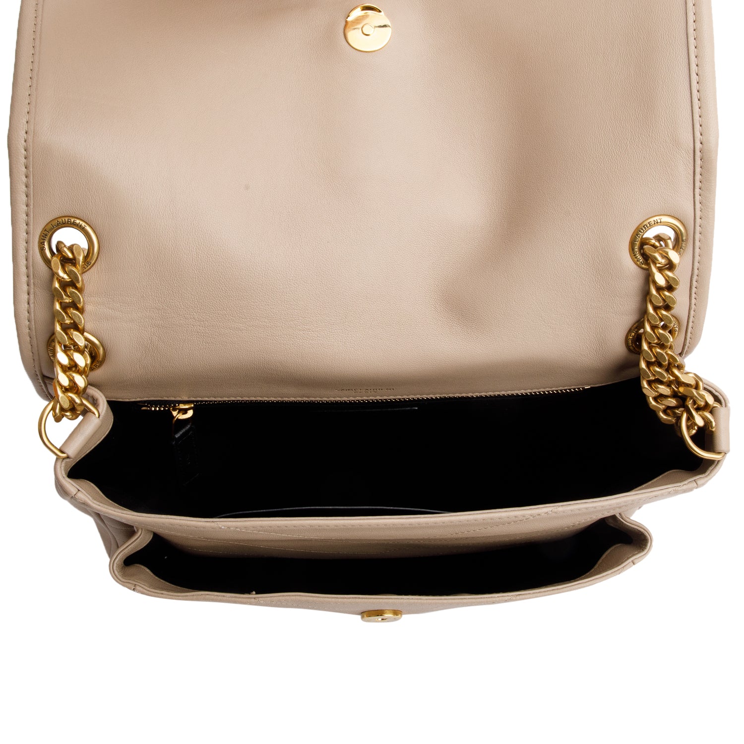 Saint Laurent 2020 Beige Lambskin Matelasse Monogram Medium Niki Chain Satchel w/ Box