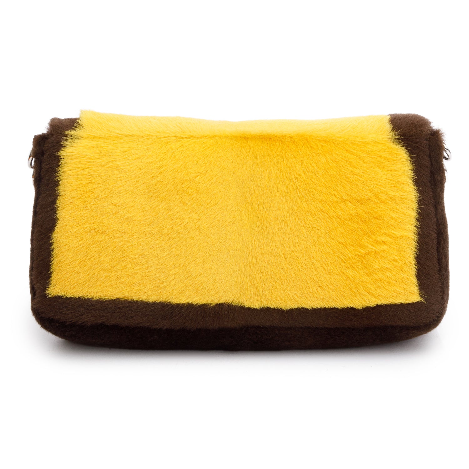 Fendi 2022 Yellow Brown Pony Hair Karung Baguette w/ Box & Straps