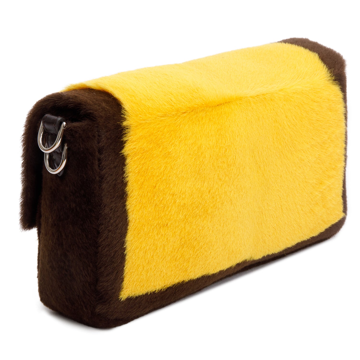 Fendi 2022 Yellow Brown Pony Hair Karung Baguette w/ Box & Straps