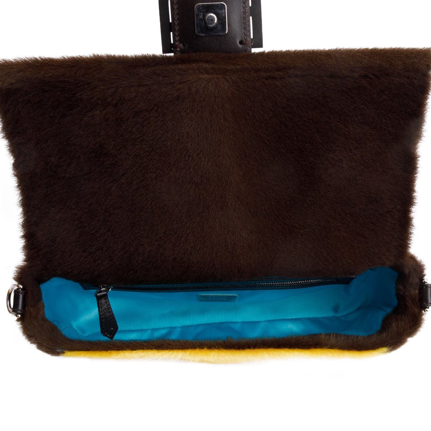 Fendi 2022 Yellow Brown Pony Hair Karung Baguette w/ Box & Straps