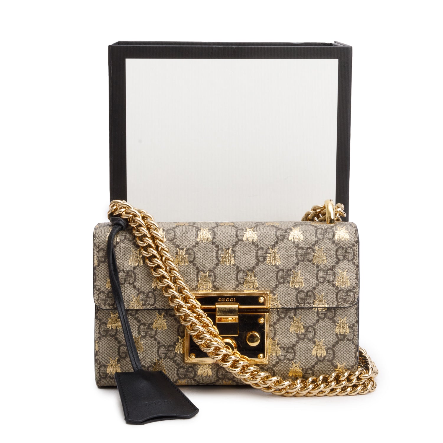 Gucci GG Supreme Monogram Bees Small Padlock Bag w/ Box