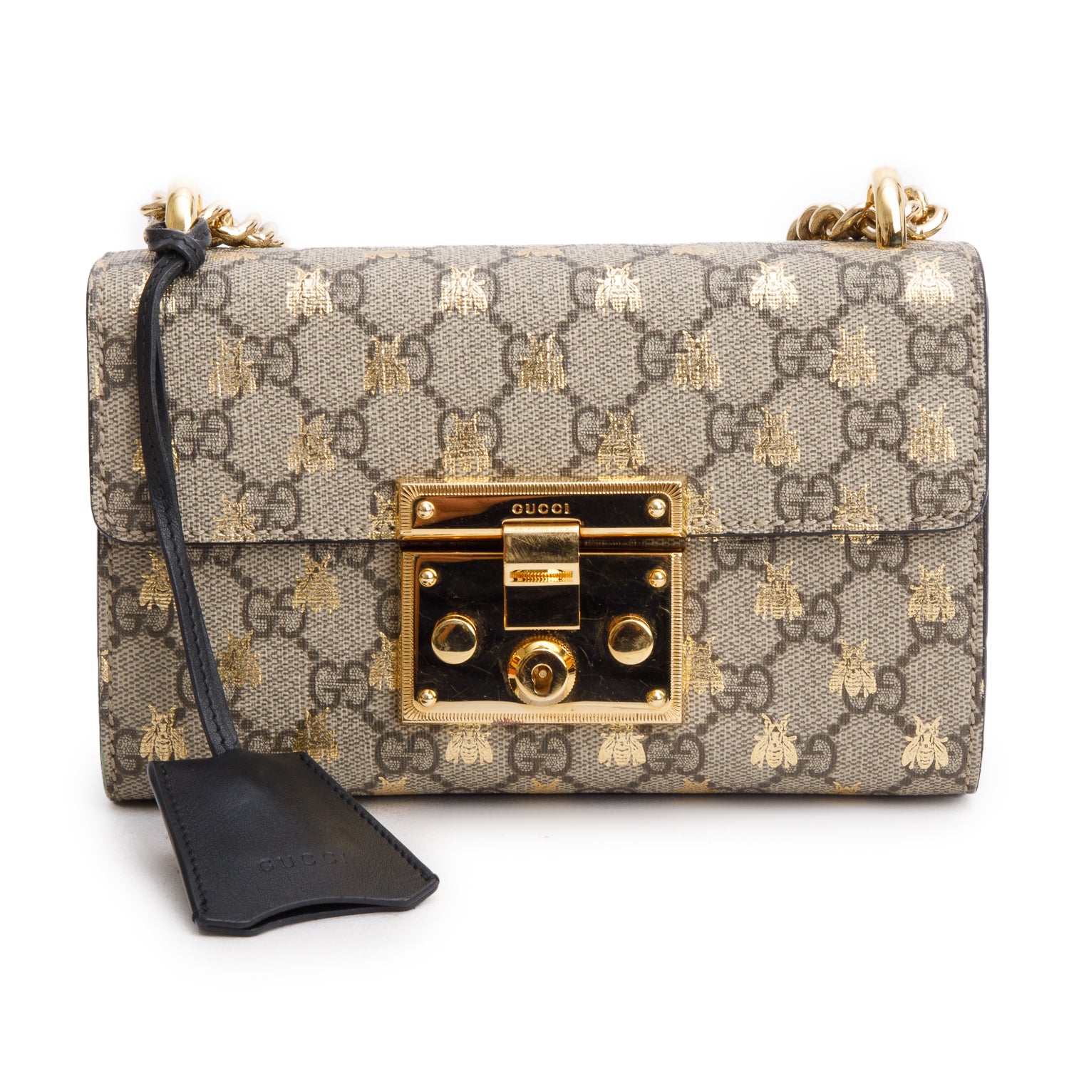 Gucci GG Supreme Monogram Bees Small Padlock Bag w/ Box