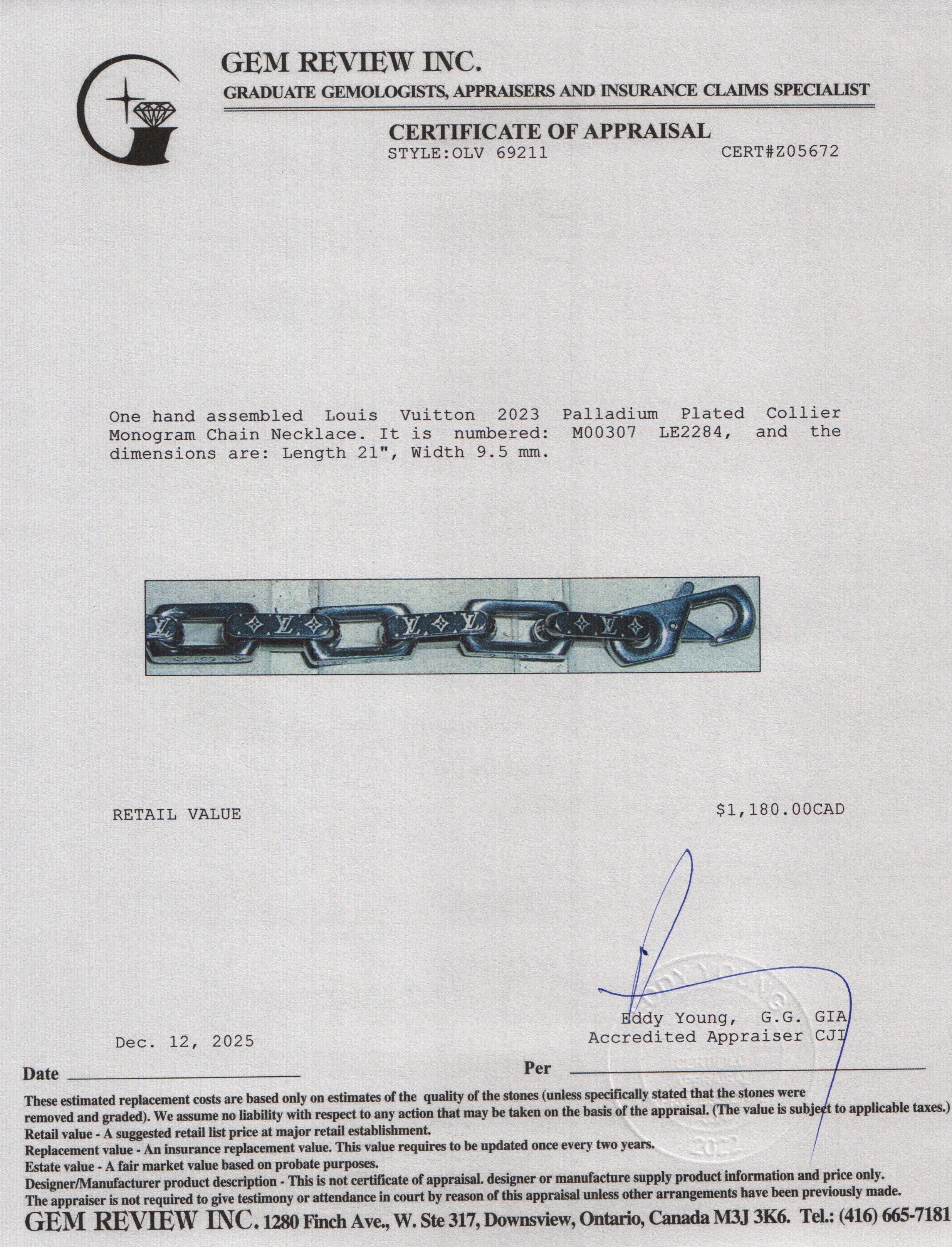 Louis Vuitton 2023 Palladium Plated Collier Monogram Chain Necklace