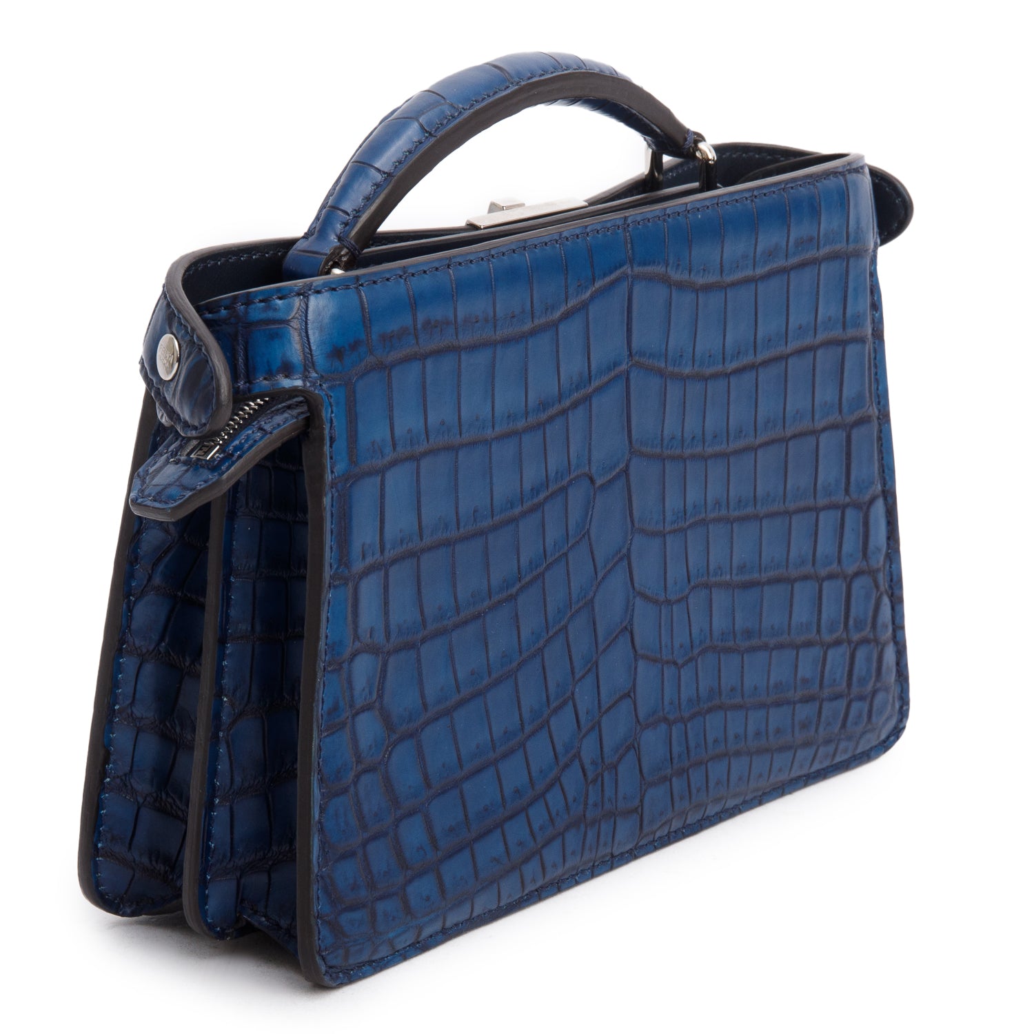 Fendi Navy Crocodile Peekaboo IseeU X-Cross Petit w/ Strap