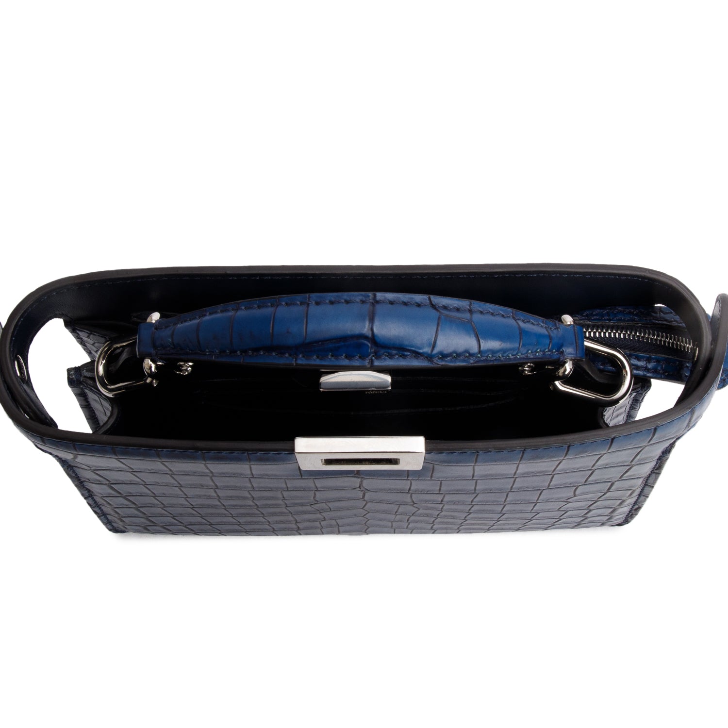 Fendi Navy Crocodile Peekaboo IseeU X-Cross Petit w/ Strap