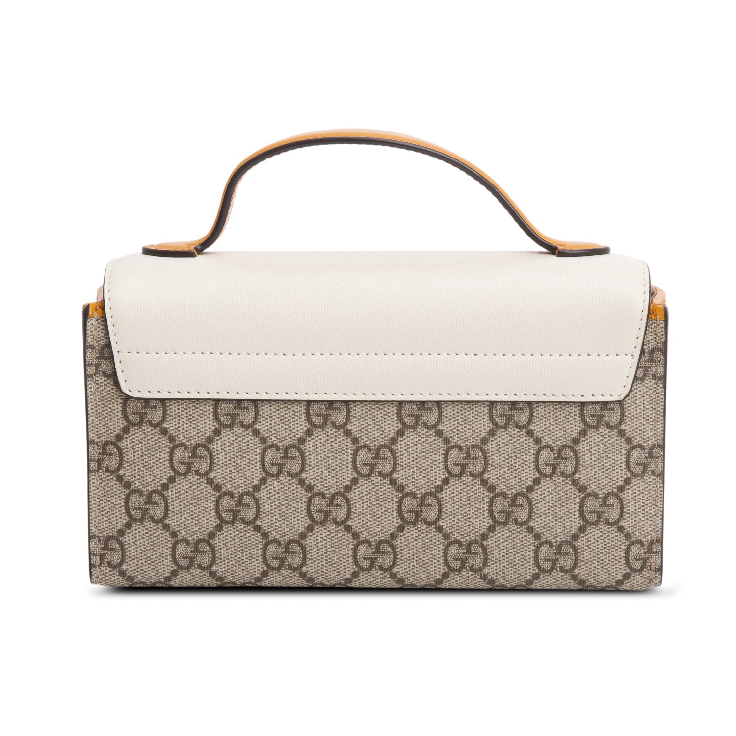 Gucci 2022 GG Supreme Monogram Calfskin Mini Padlock Top Handle Bag w/ Box, Strap & Receipt