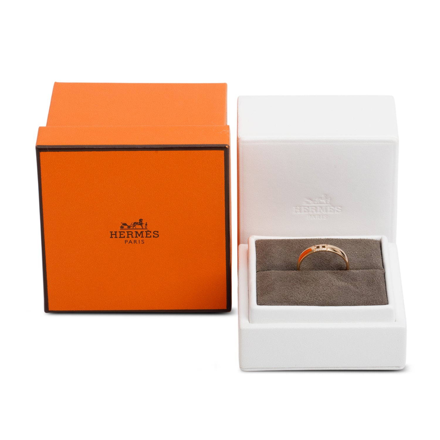 Hermes 2025 18k Rose Gold Diamond Ever Herakles Wedding Band Ring, Size 59 8.75 w/ Box & Certificate