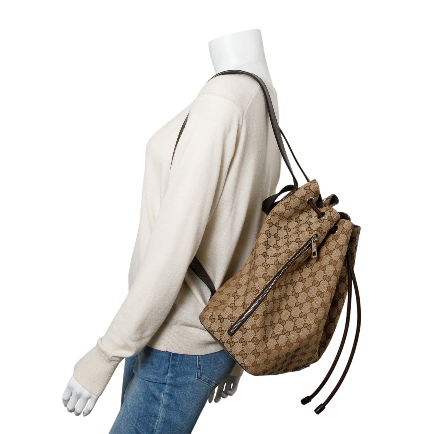 Gucci Monogram Dollar Calfskin O Drawstring Backpack