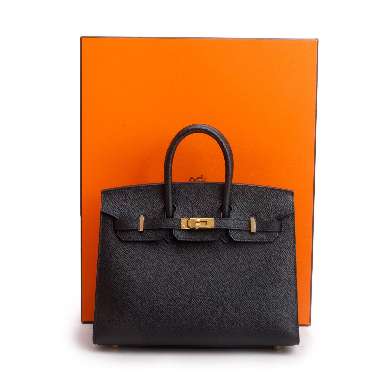 Hermes 2022 Noir Veau Epsom Birkin Sellier 25 w/ Box & Receipt